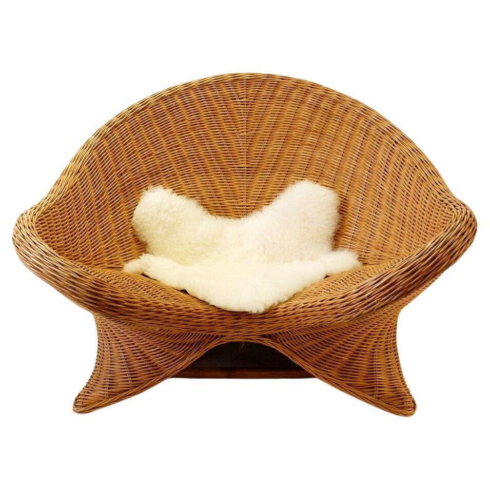 Vintage Wicker Lotus Meditation Chair, 1980s