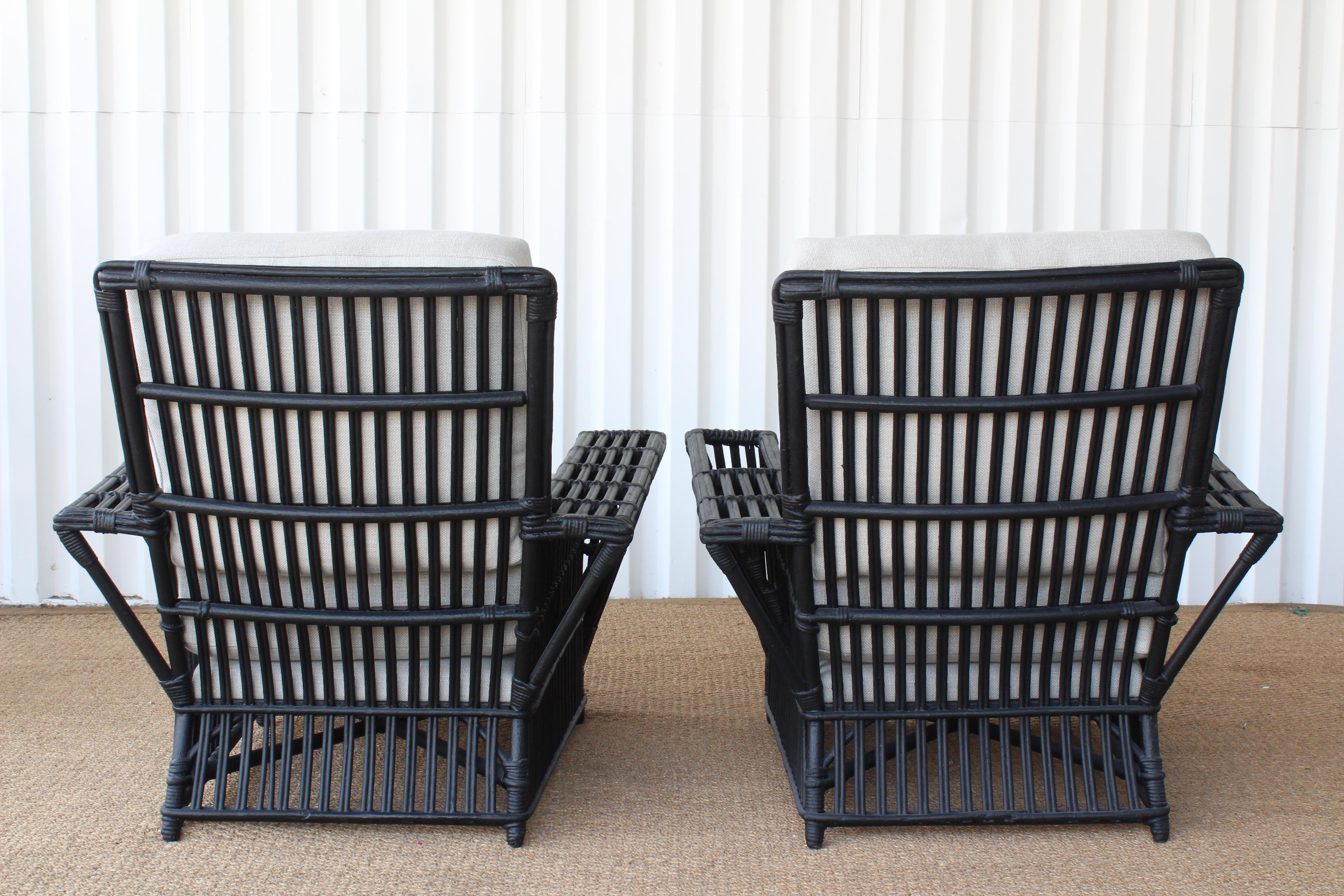Painted Vintage Wicker Lounge Chairs, France, 1930s