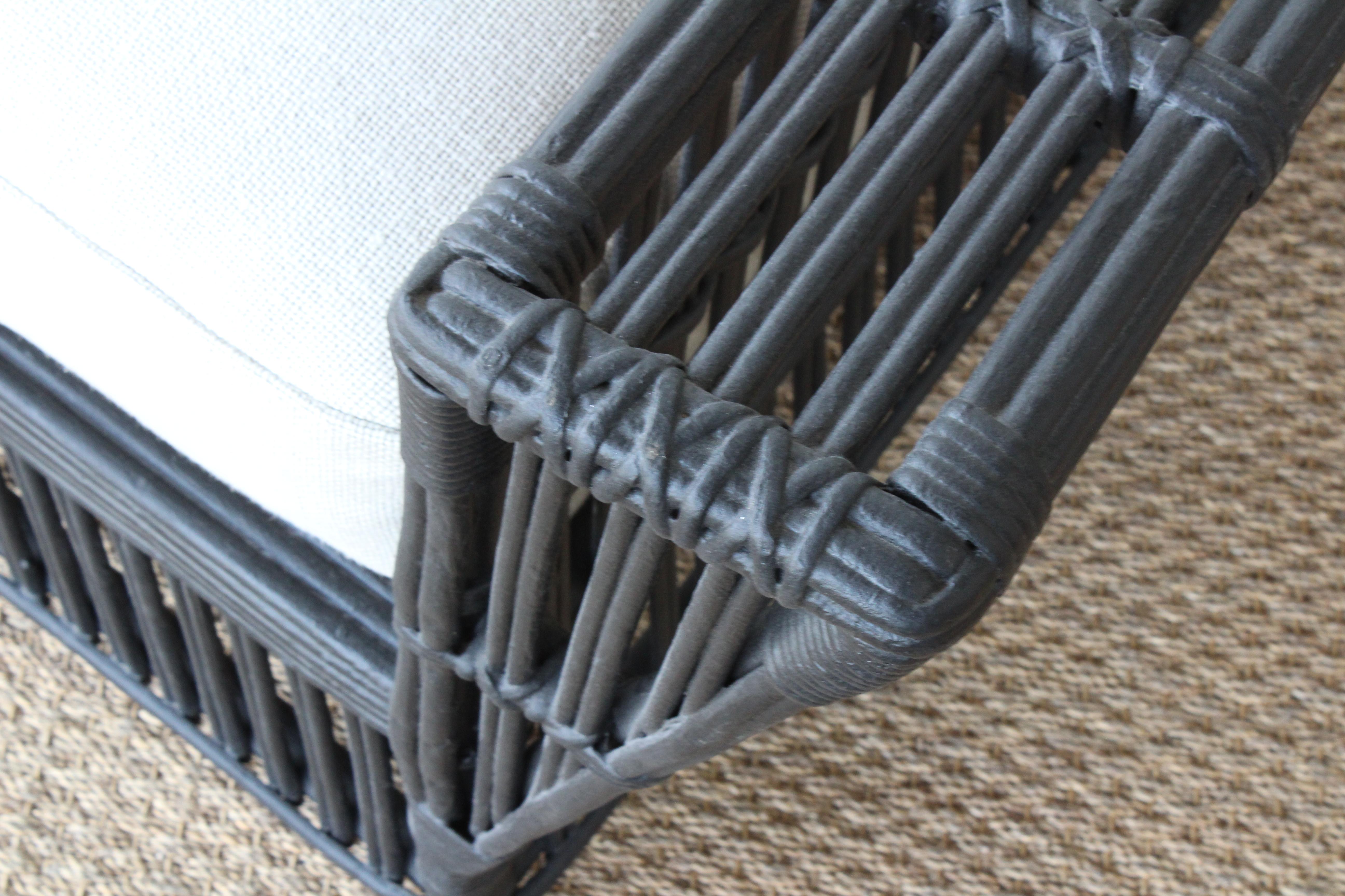 Linen Vintage Wicker Lounge Chairs, France, 1930s