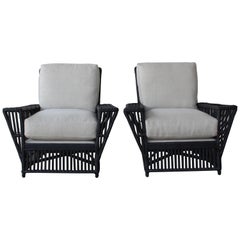 Vintage Wicker Lounge Chairs, France, 1930s