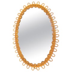 Vintage Wicker Mirror by Franco Albini for Bonacina, Italy, 1960s