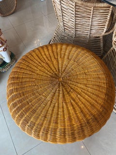 Vintage Wicker Mushroom Shape Coffee Cocktail Table