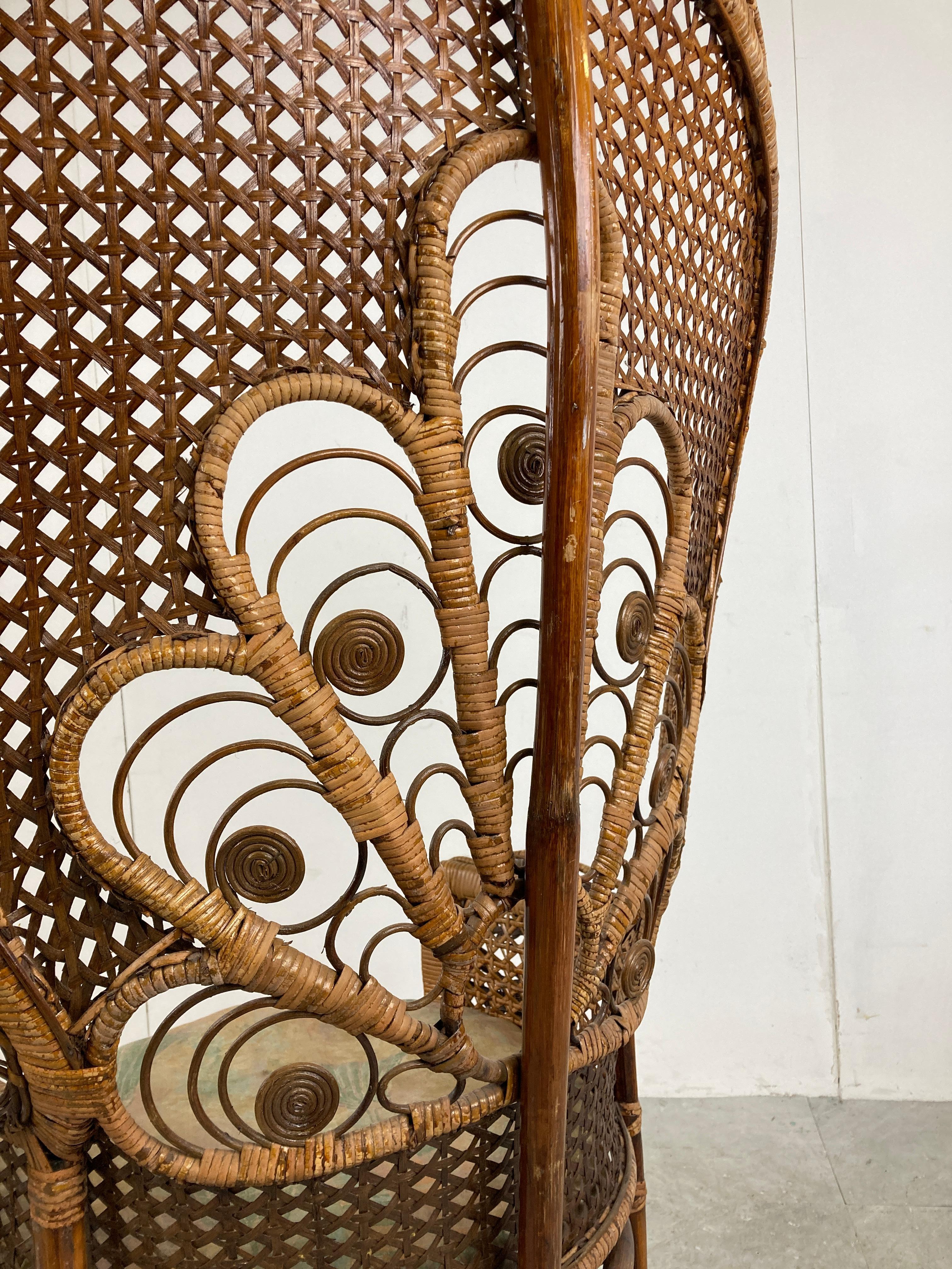 Vintage Wicker Peacock Chair, 1970s 4