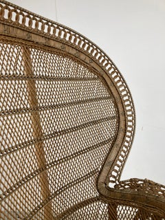 Sedia pavone in vimini vintage, anni '70