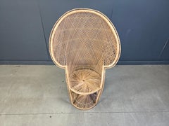 Chaise paon vintage en osier, années 1970