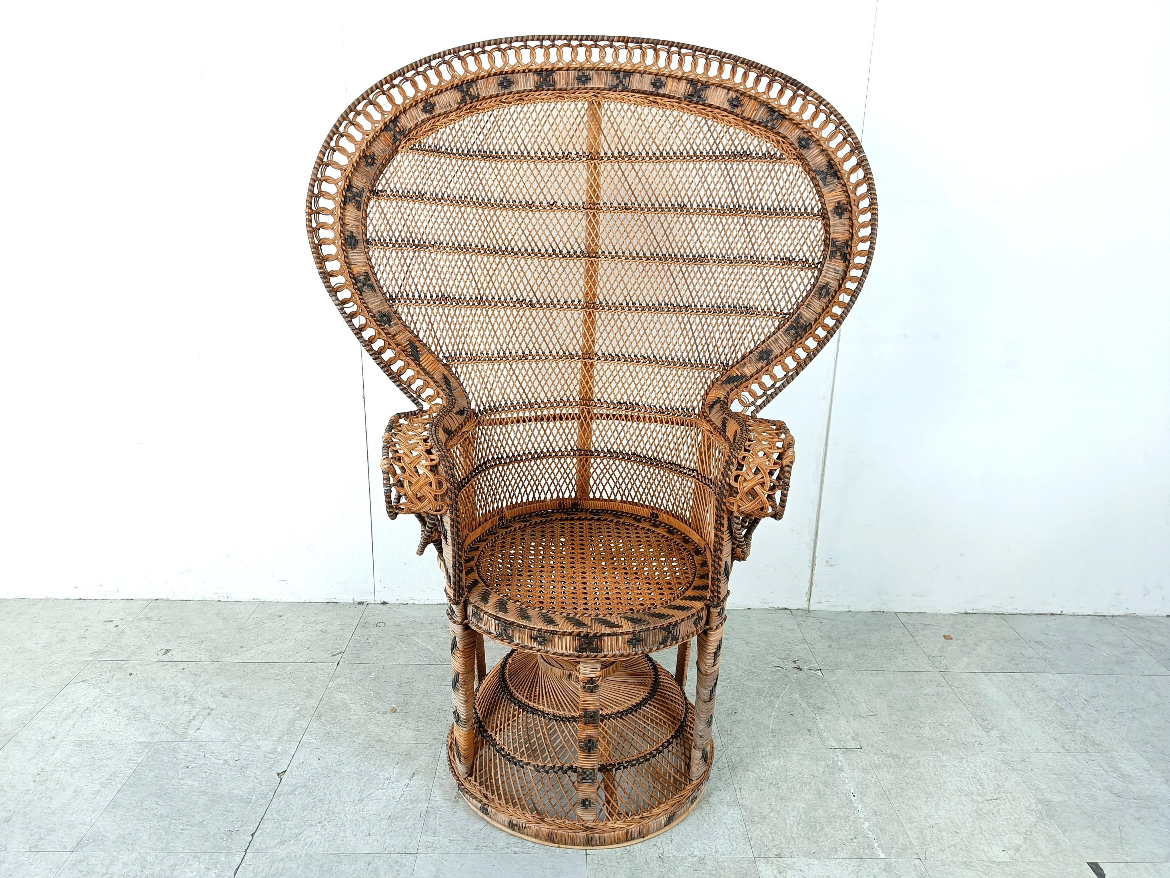 Bohemian Vintage wicker peacock chair, 1970s