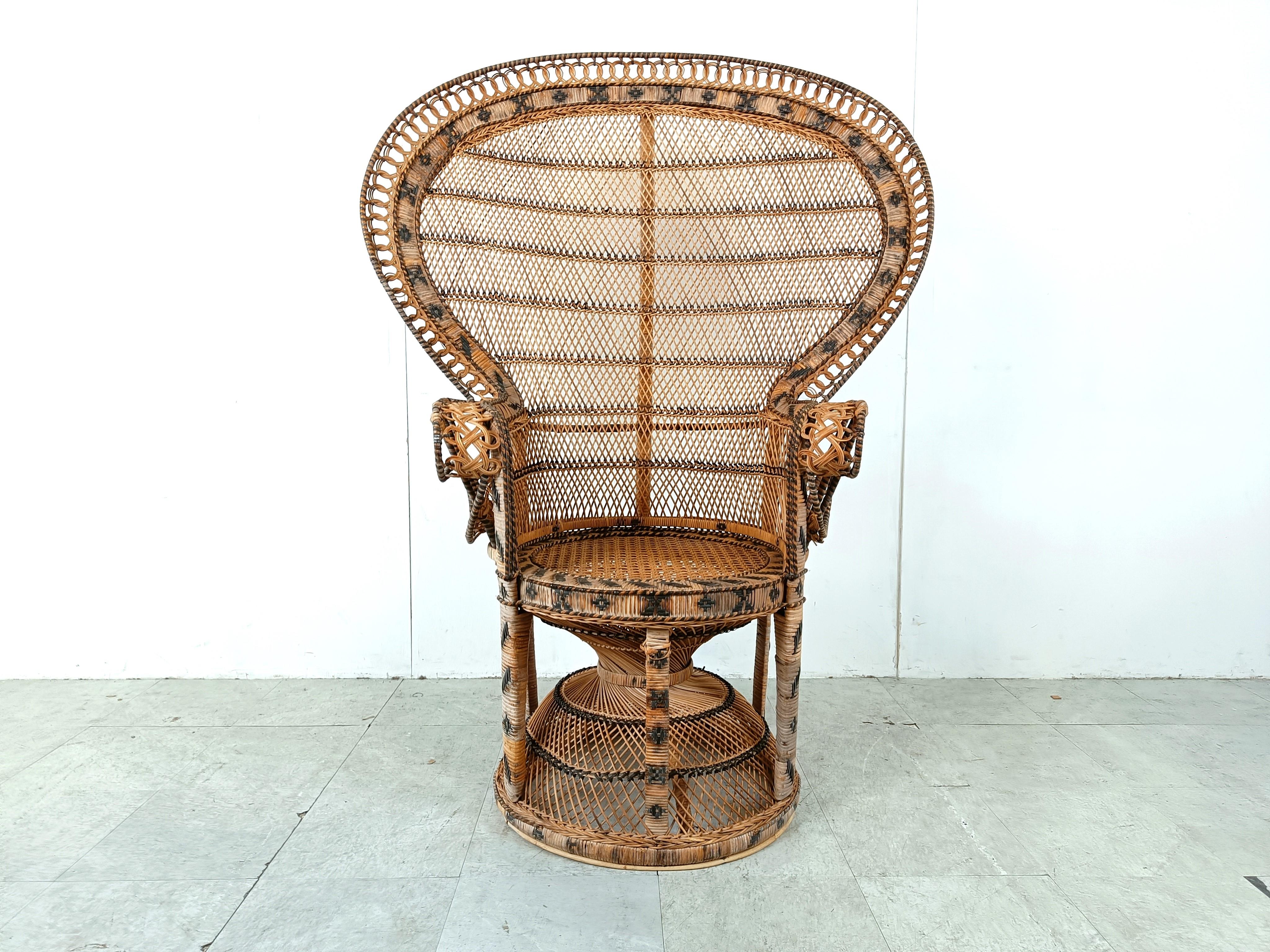Thai Vintage wicker peacock chair, 1970s