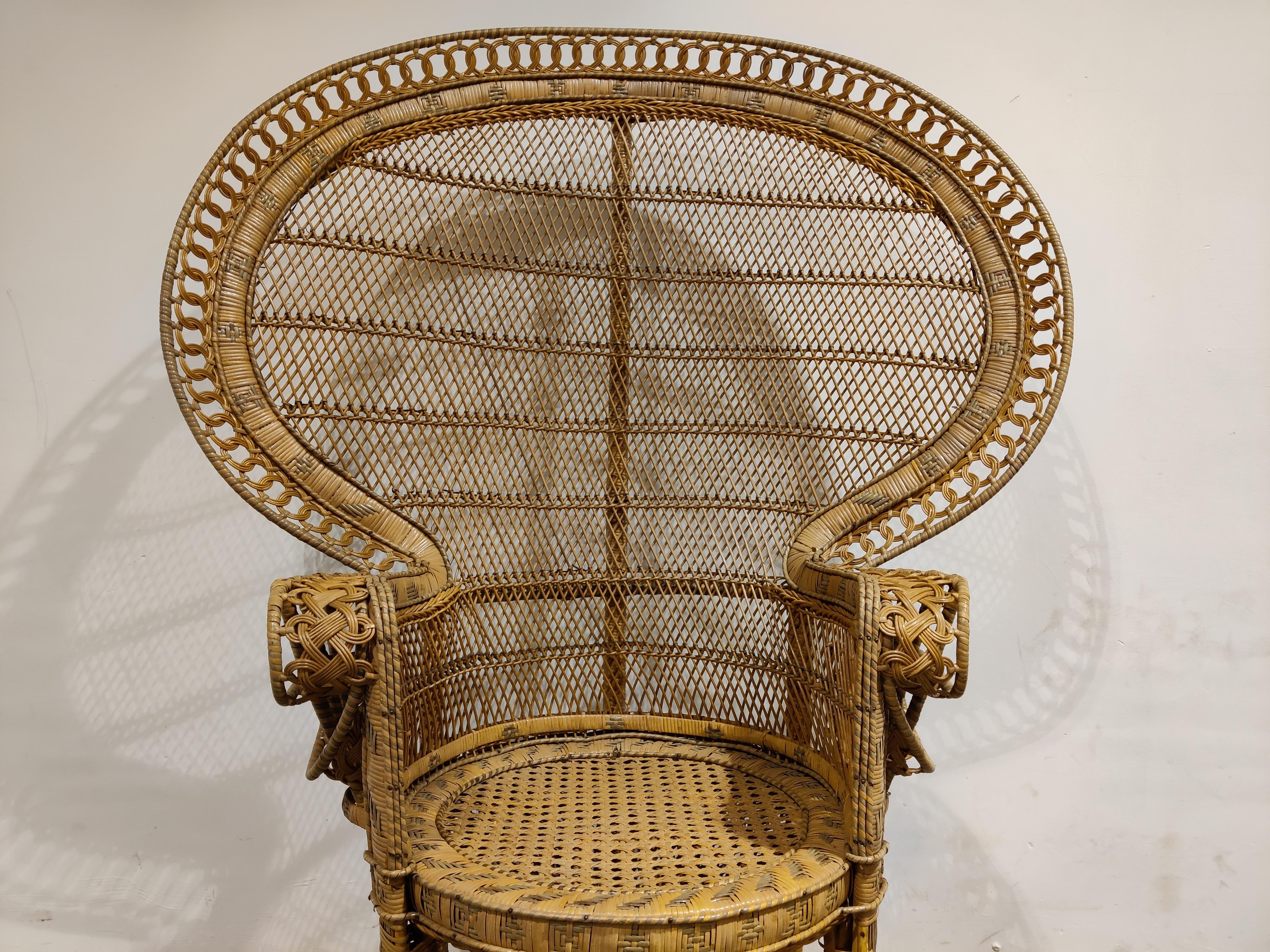 Hand-Woven Vintage Wicker Peacock Chair, 1970s 