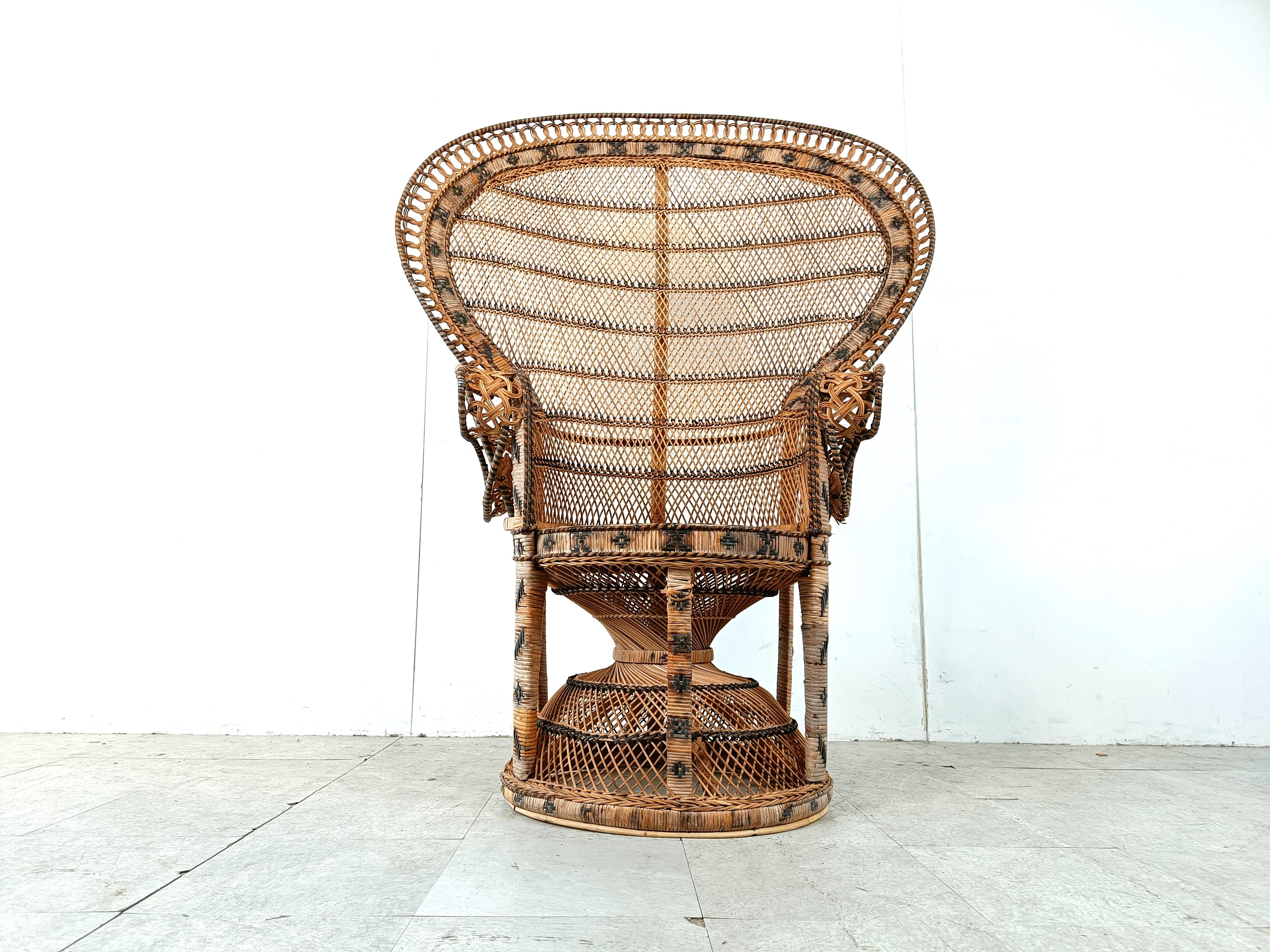 Vintage wicker peacock chair, 1970s In Good Condition In HEVERLEE, BE