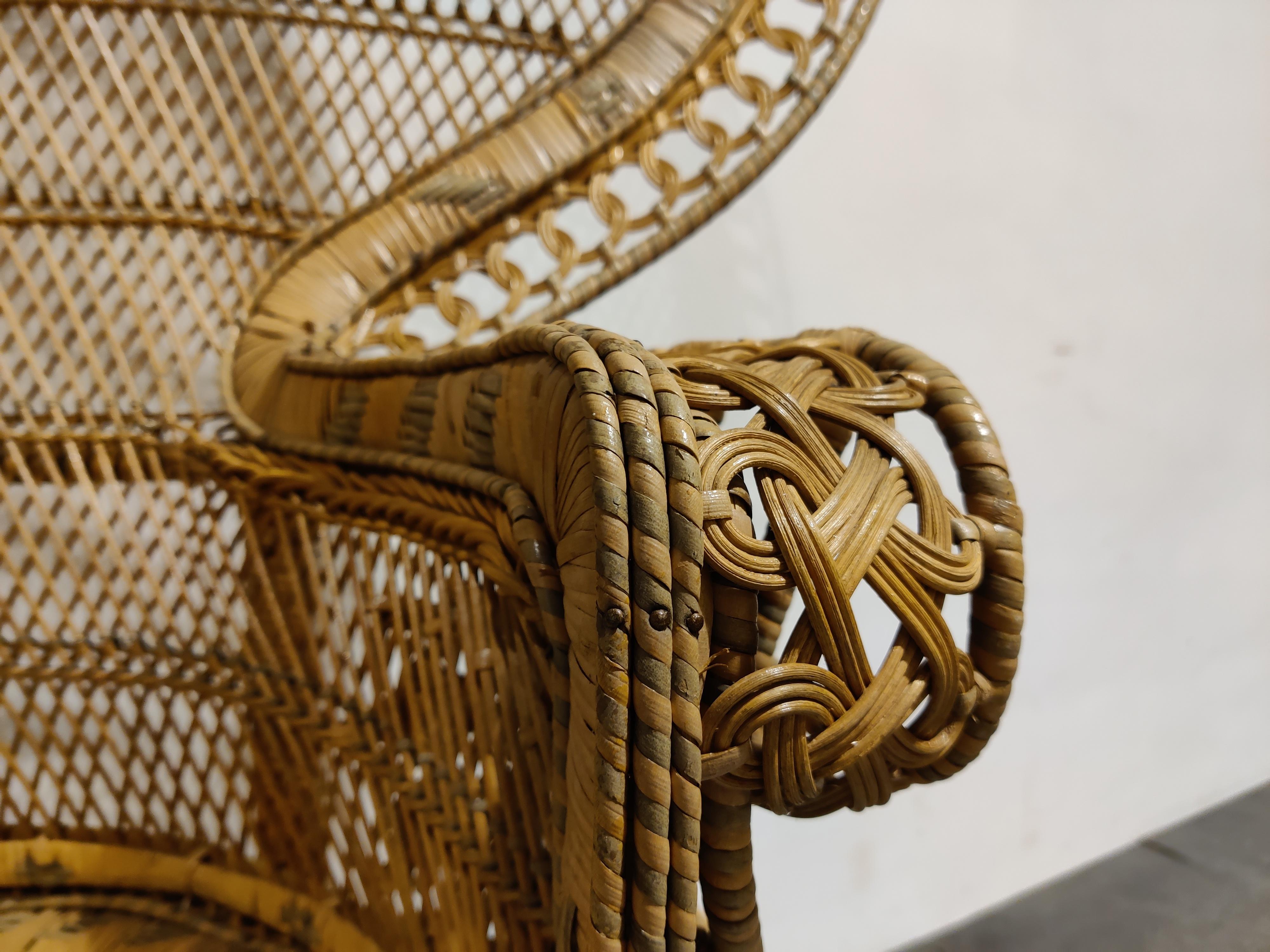 Vintage Wicker Peacock Chair, 1970s  In Good Condition In HEVERLEE, BE