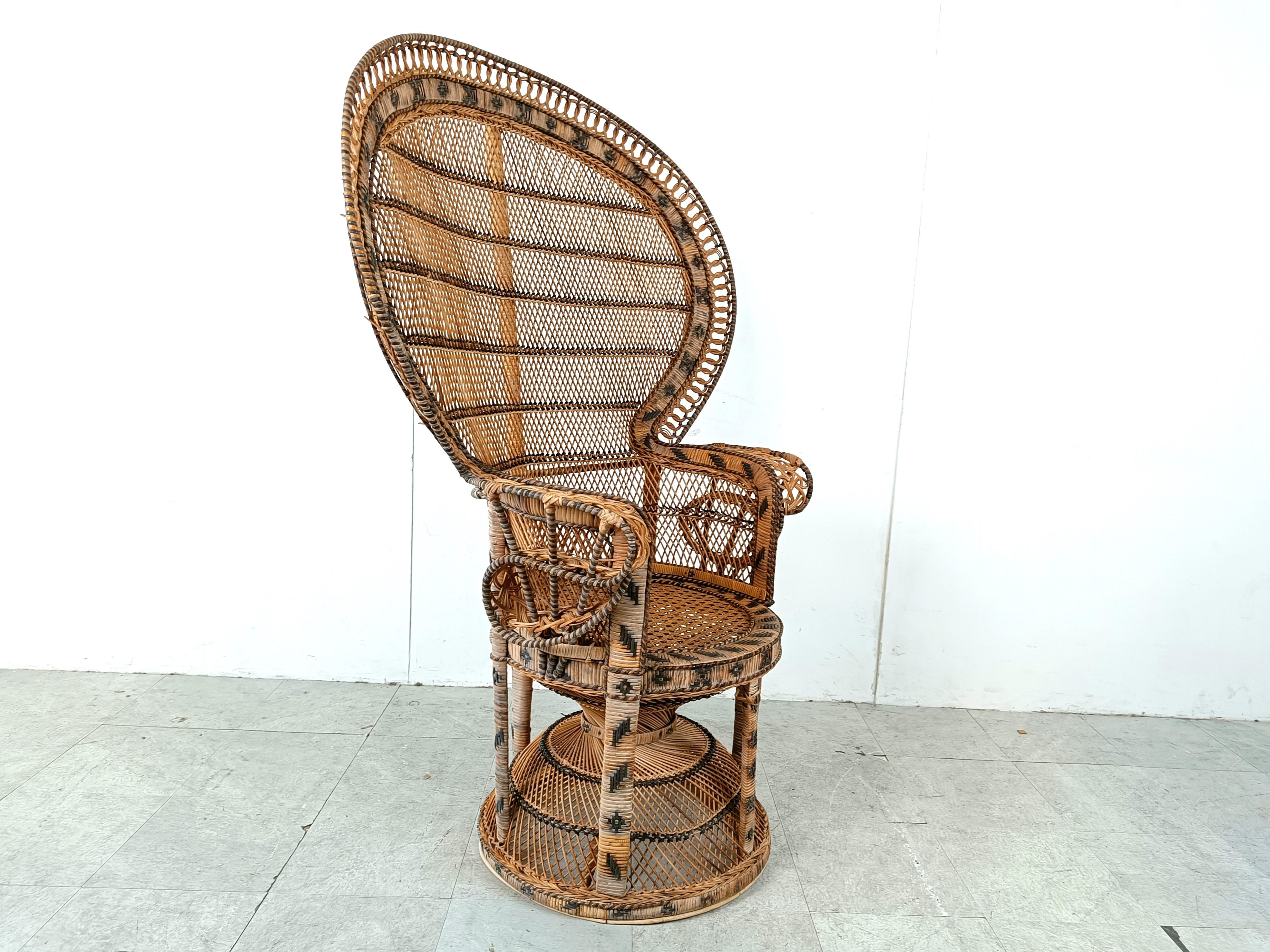 Late 20th Century Vintage wicker peacock chair, 1970s
