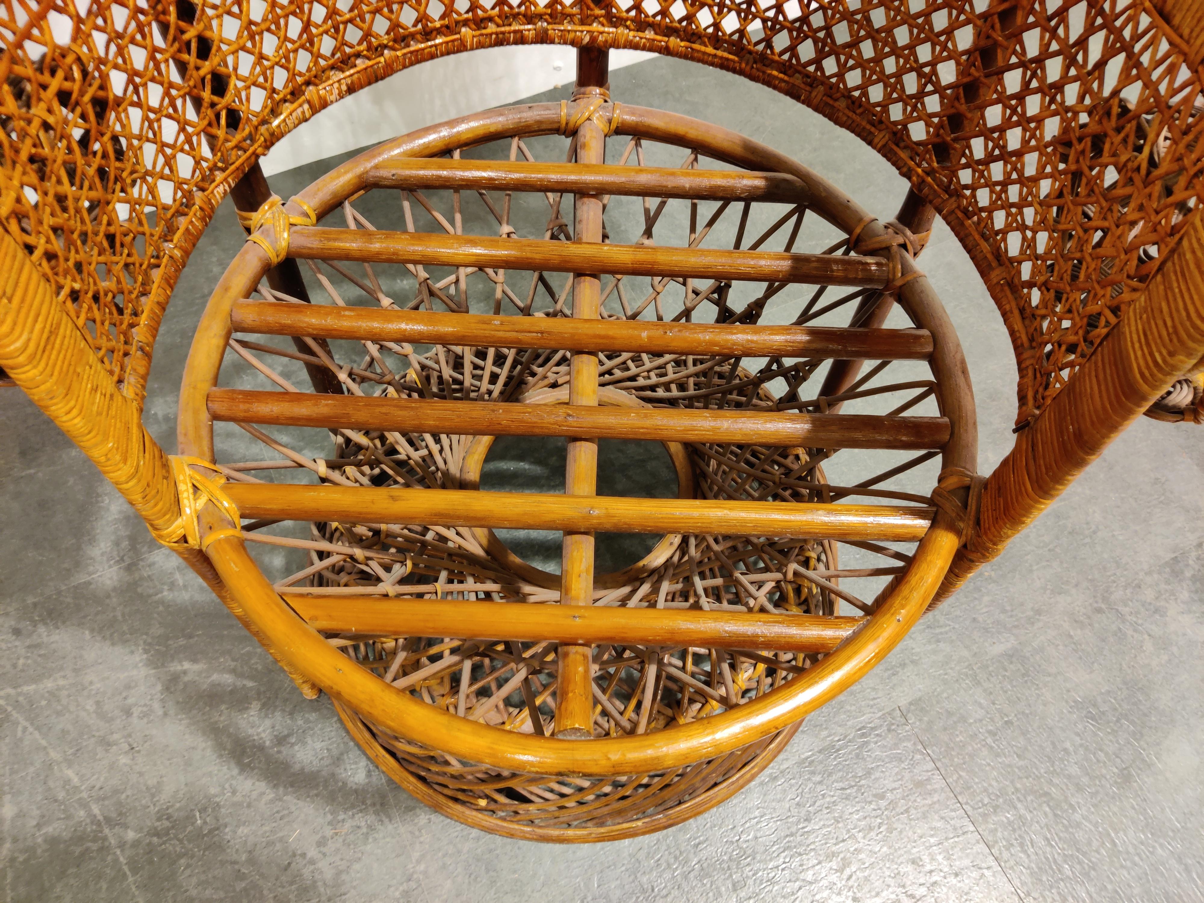 Rattan Vintage Wicker Peacock Chair, 1970s
