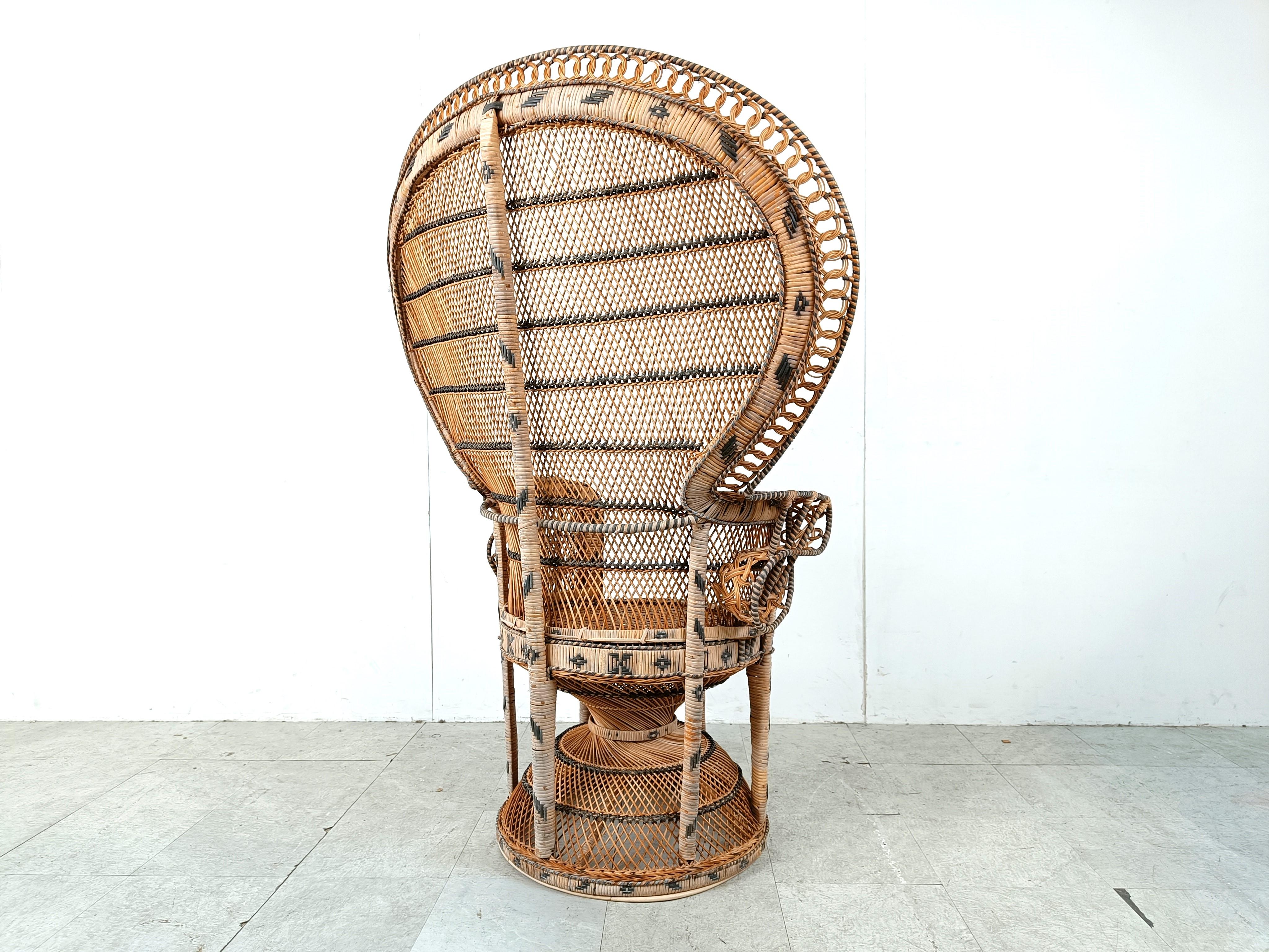 Wicker Vintage wicker peacock chair, 1970s