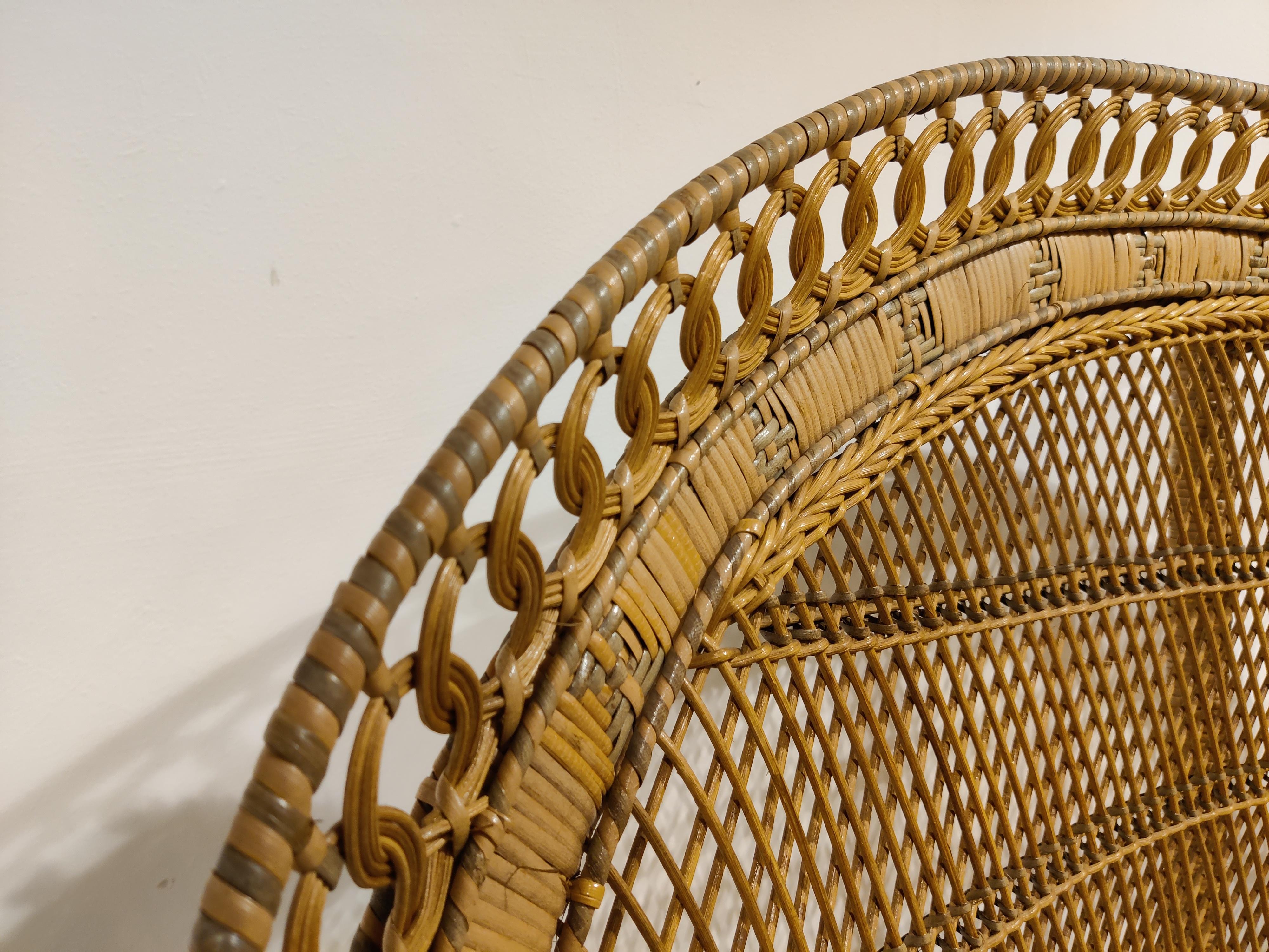 Vintage Wicker Peacock Chair, 1970s  1