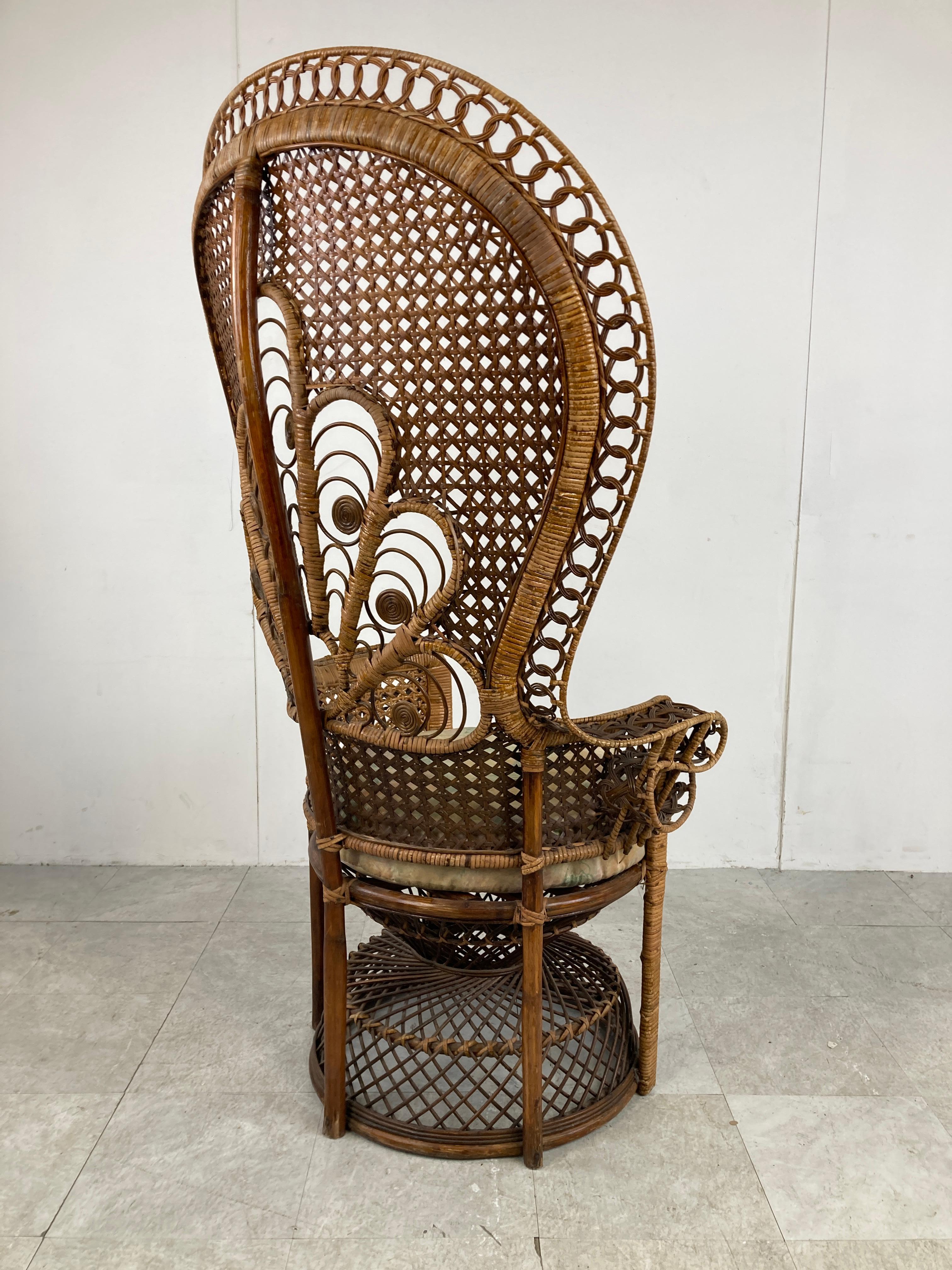 Vintage Wicker Peacock Chair, 1970s 1