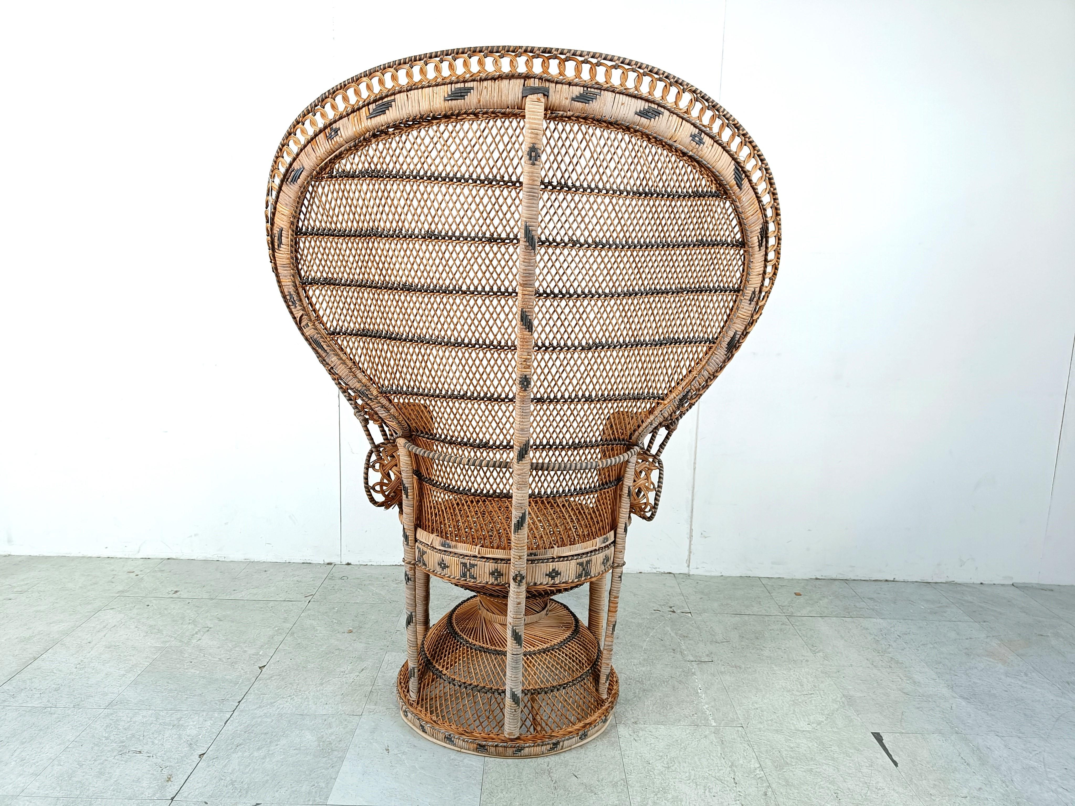 Vintage wicker peacock chair, 1970s 1