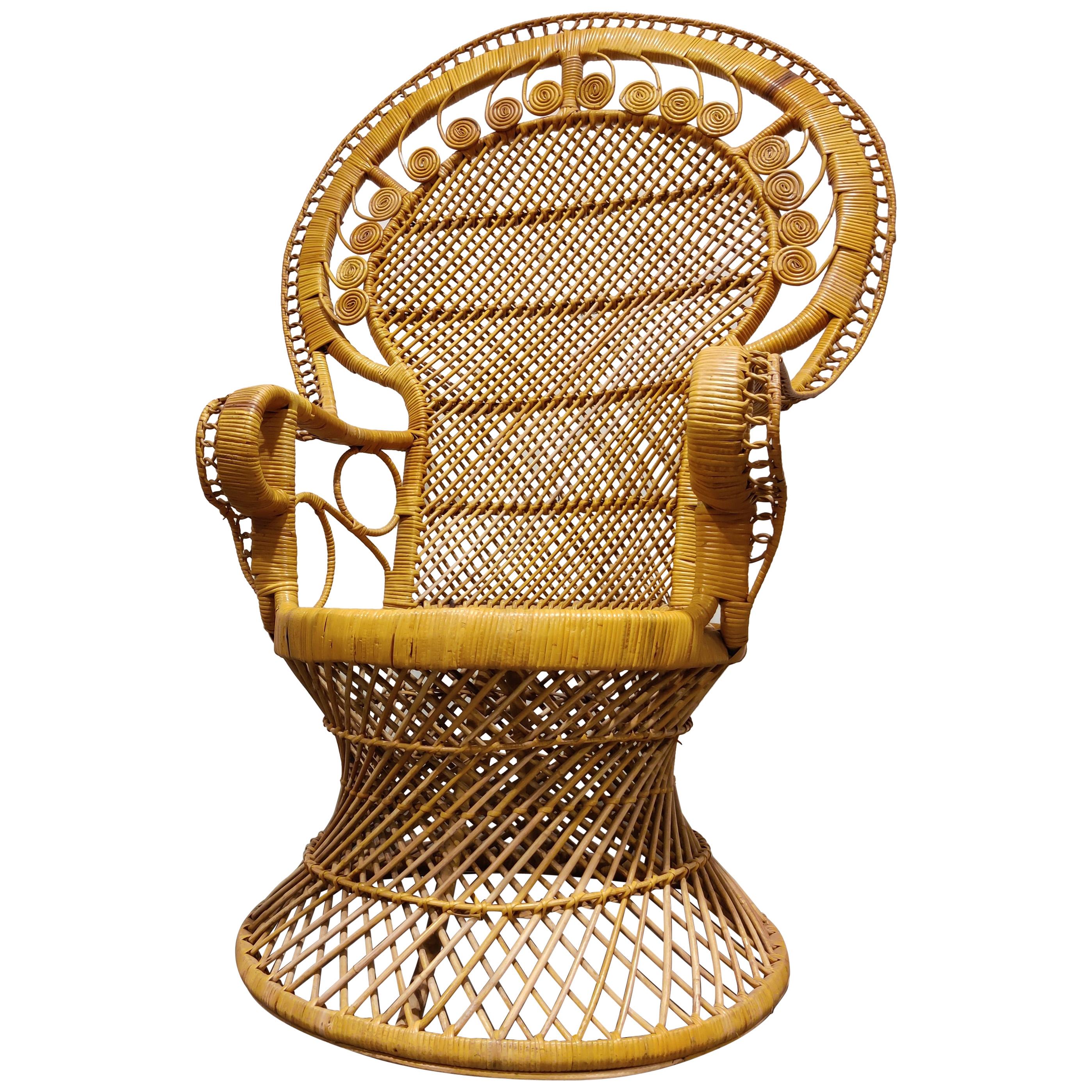 Vintage Wicker Peacock Chair, 1970s