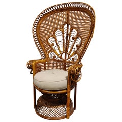 Vintage Wicker Peacock Chair:: 1970er Jahre
