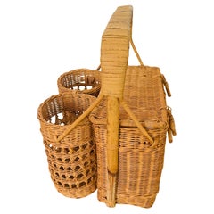 Panier de picnic vintage en osier avec espace pour bouteilles