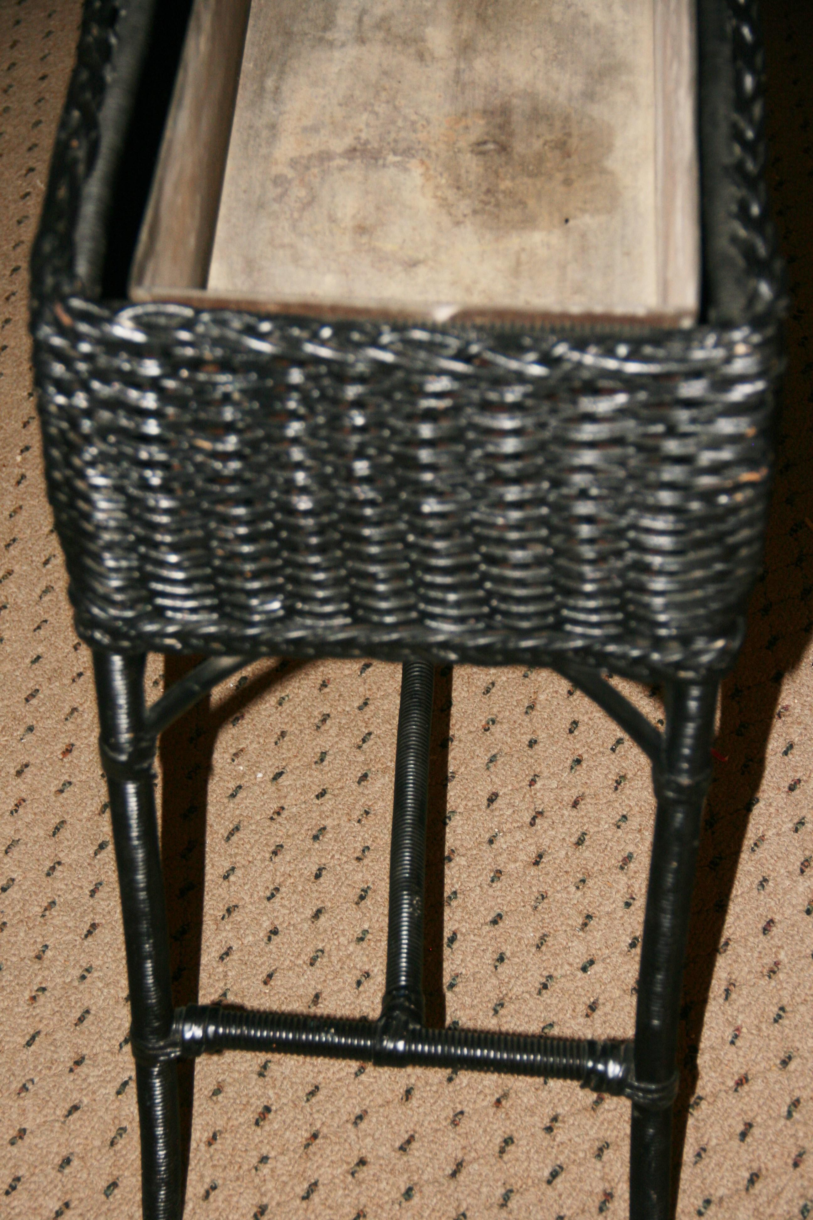 Vintage Wicker Plant Holder with Metal Liner For Sale 1