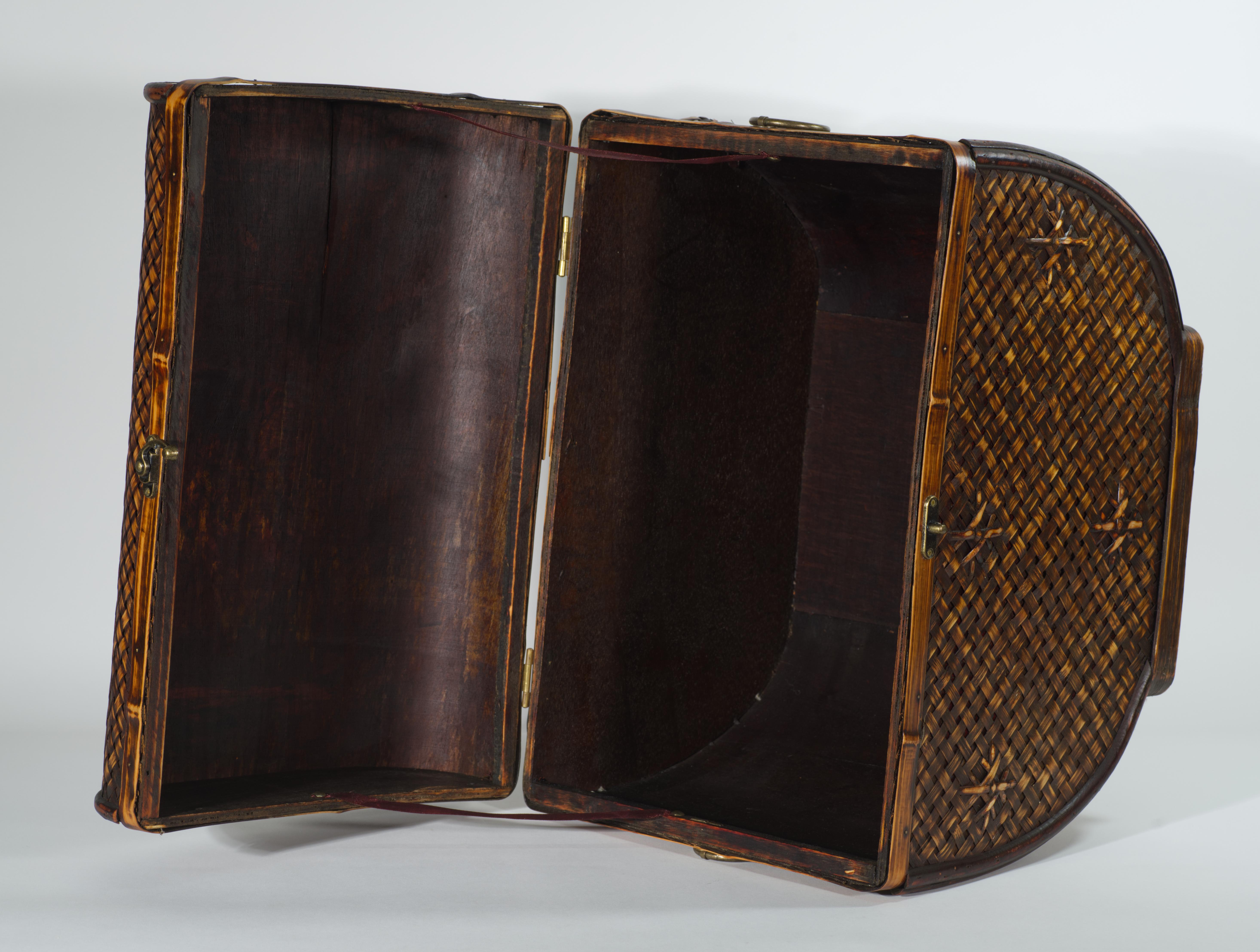 Cesto con coperchio in vimini, rattan e Wood, stile rustico francese in vendita 2