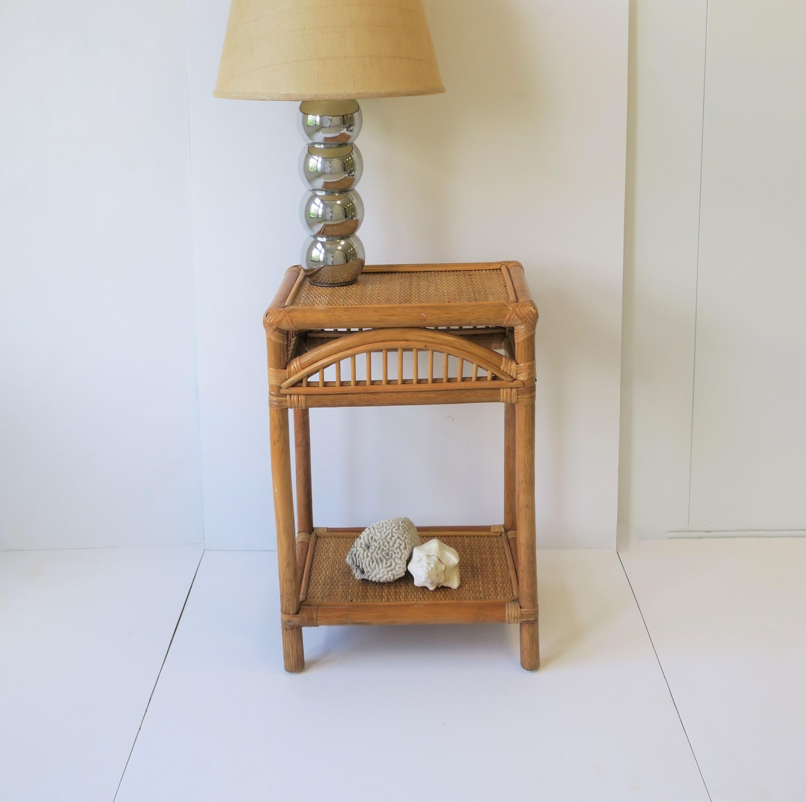 Vintage Wicker Rattan End or Side Table 1