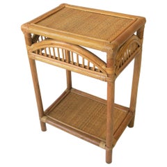 Vintage Wicker Rattan End or Side Table