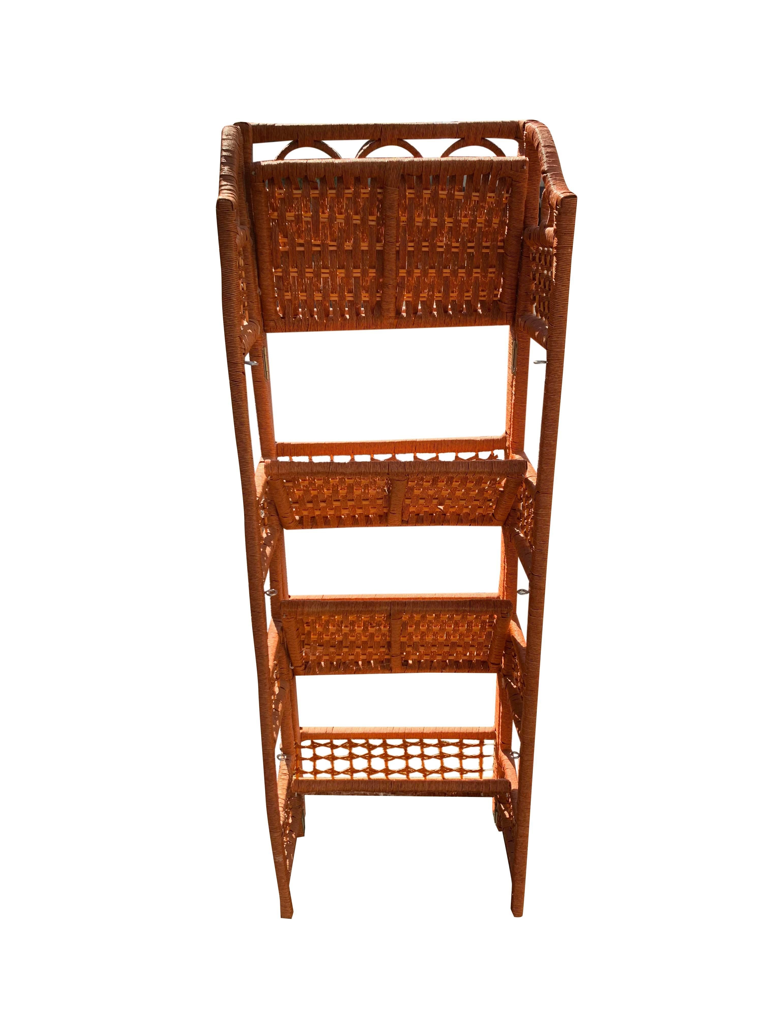 Vintage Wicker Rattan Folding Free Standing Storage Shelves - a Pair 1