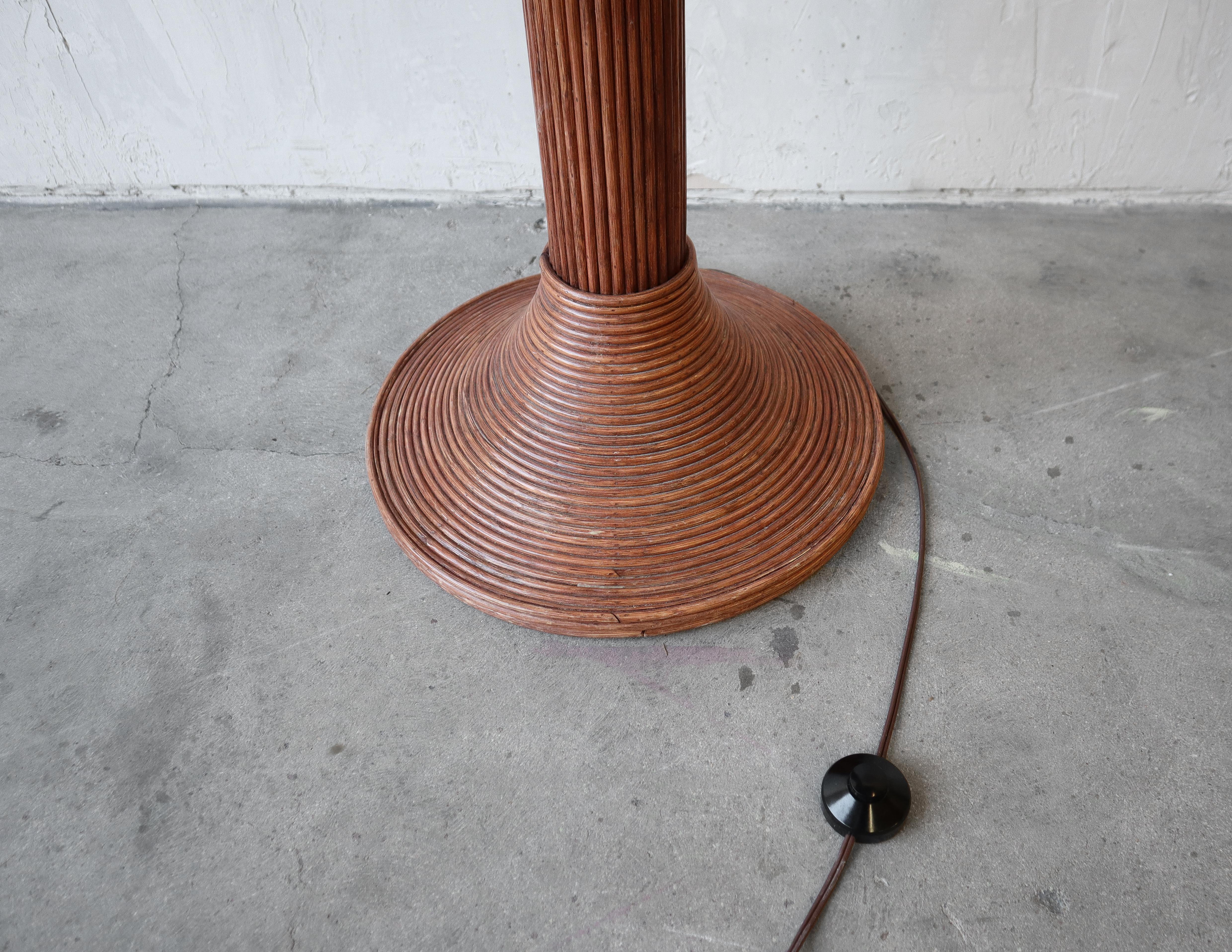 20th Century Vintage Wicker Rattan Palm Tree Floor Lamp