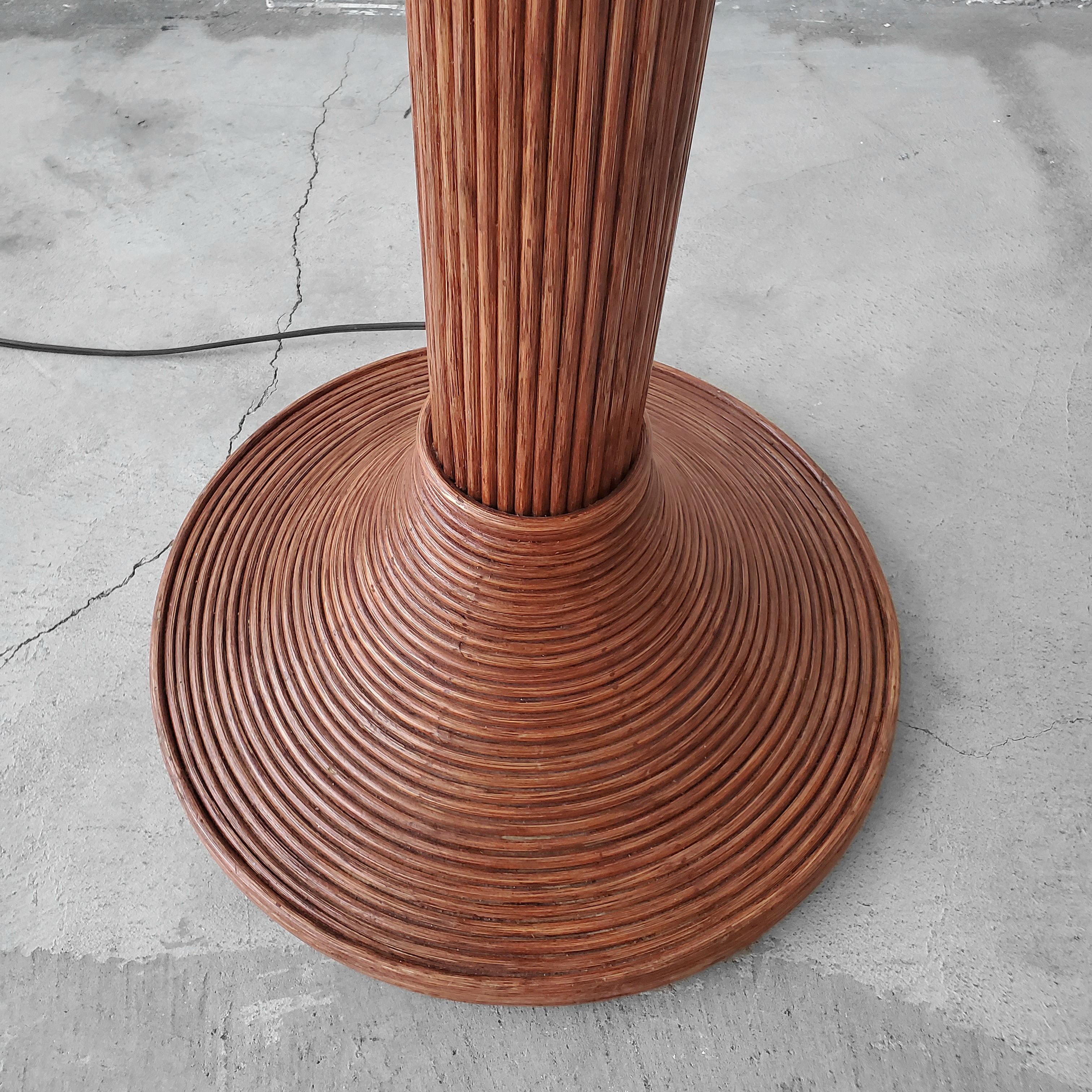 Bohemian Vintage Wicker Rattan Palm Tree Floor Lamp