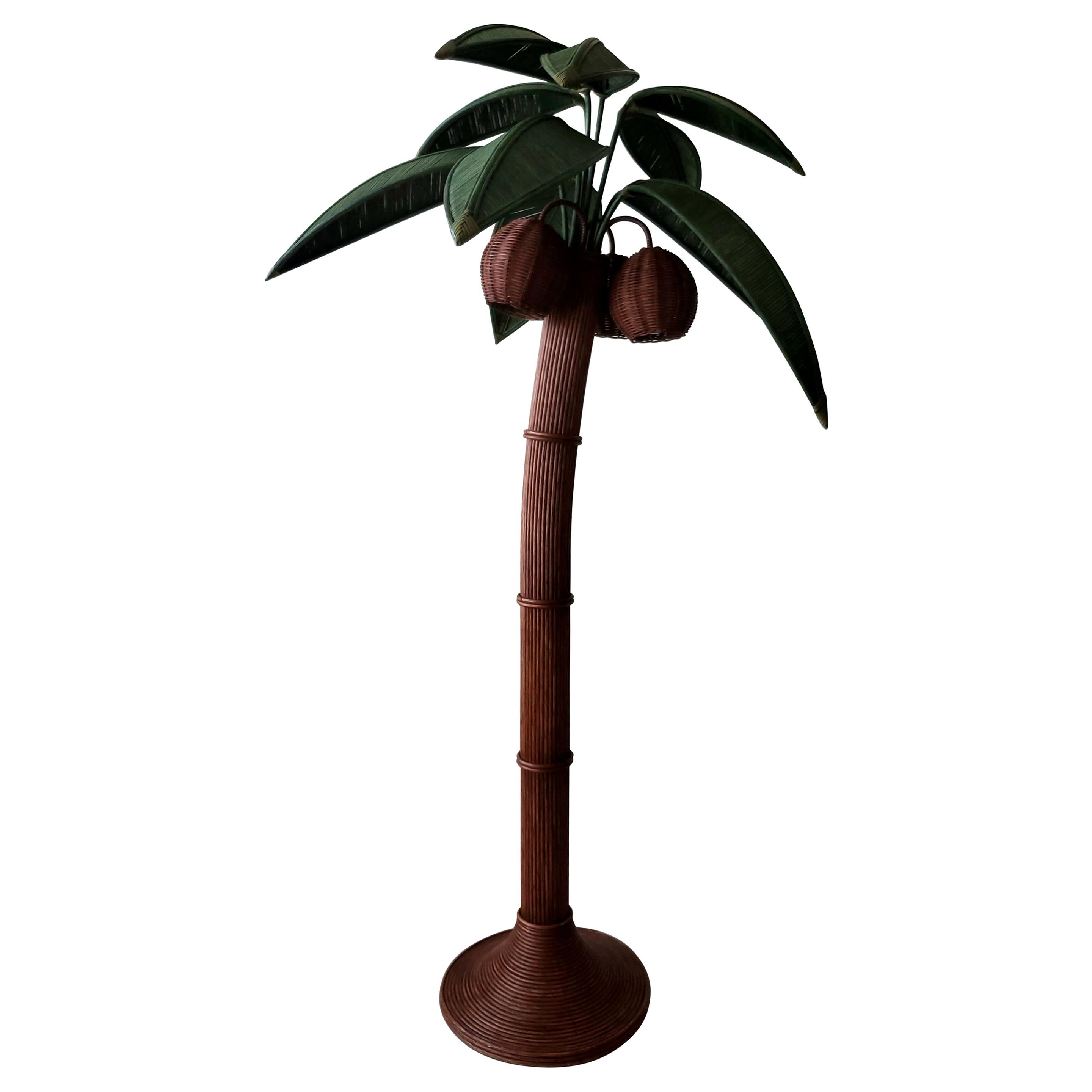 rattan palm tree floor lamp