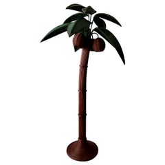 Vintage Wicker Rattan Palm Tree Floor Lamp