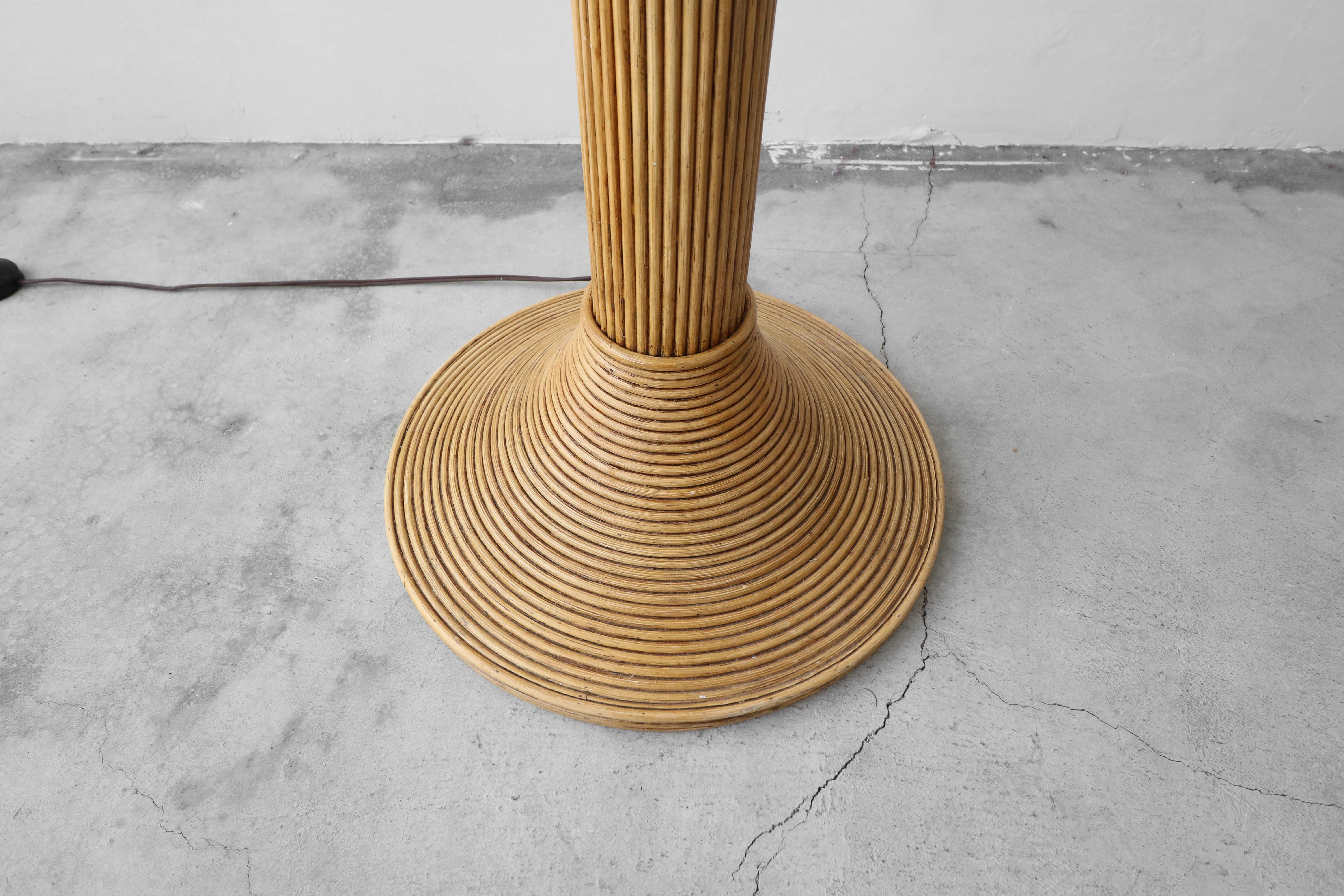 20th Century Vintage Wicker Rattan Palm Tree Floor Lamp, Style of Mario Lopez Torres