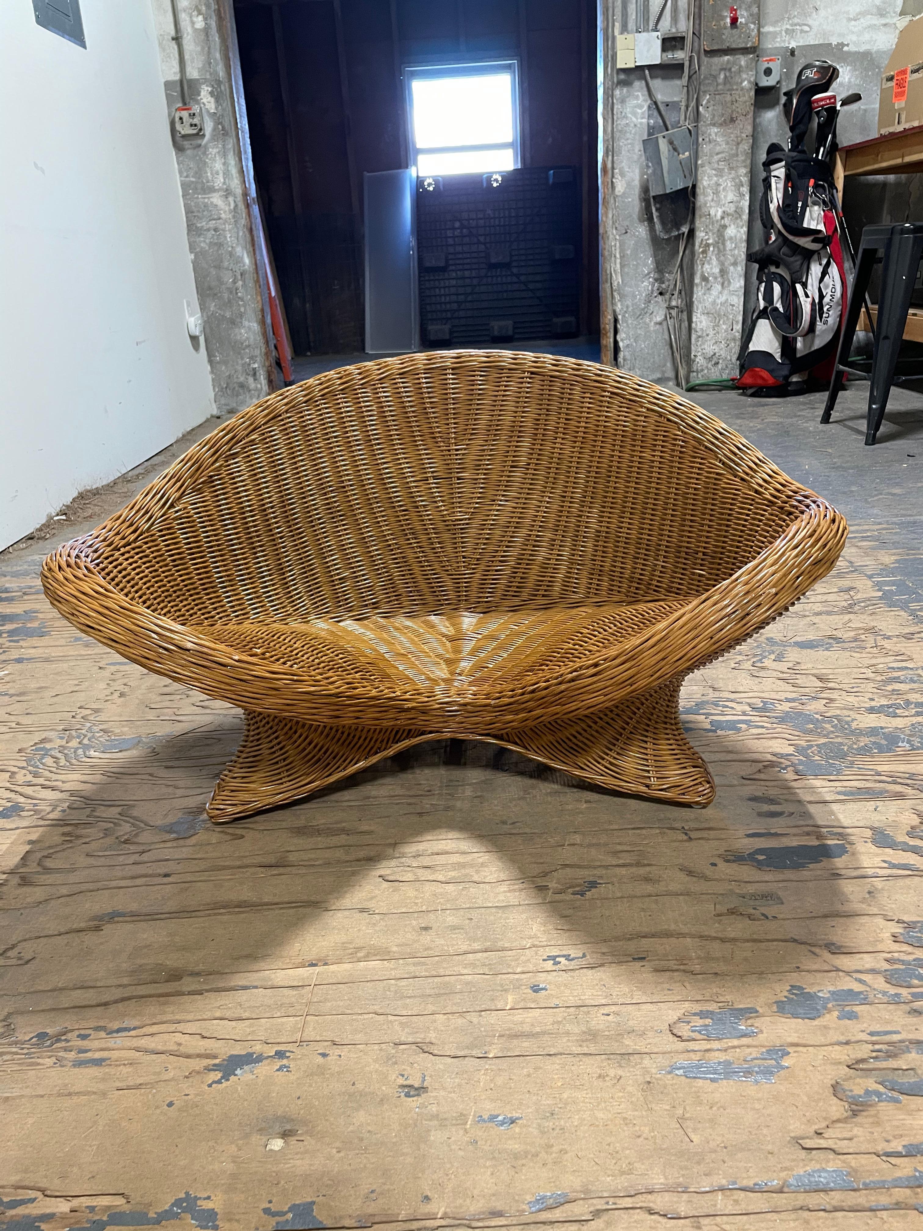 Unknown Vintage Wicker Rattan Tatami Floor Chairs, a Pair