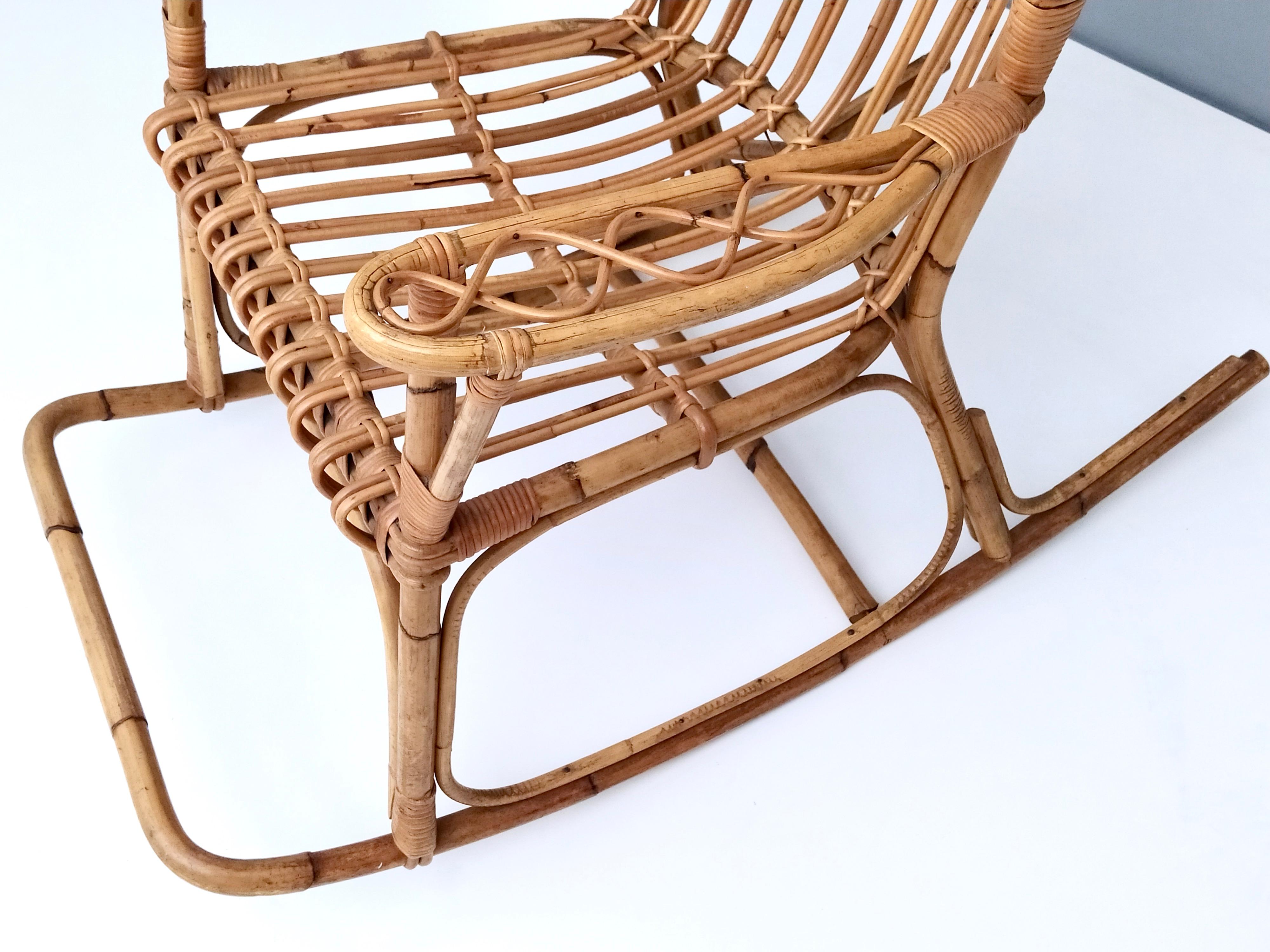 Vintage Postmodern Bamboo Rocking Chair, Italy 1980s 1