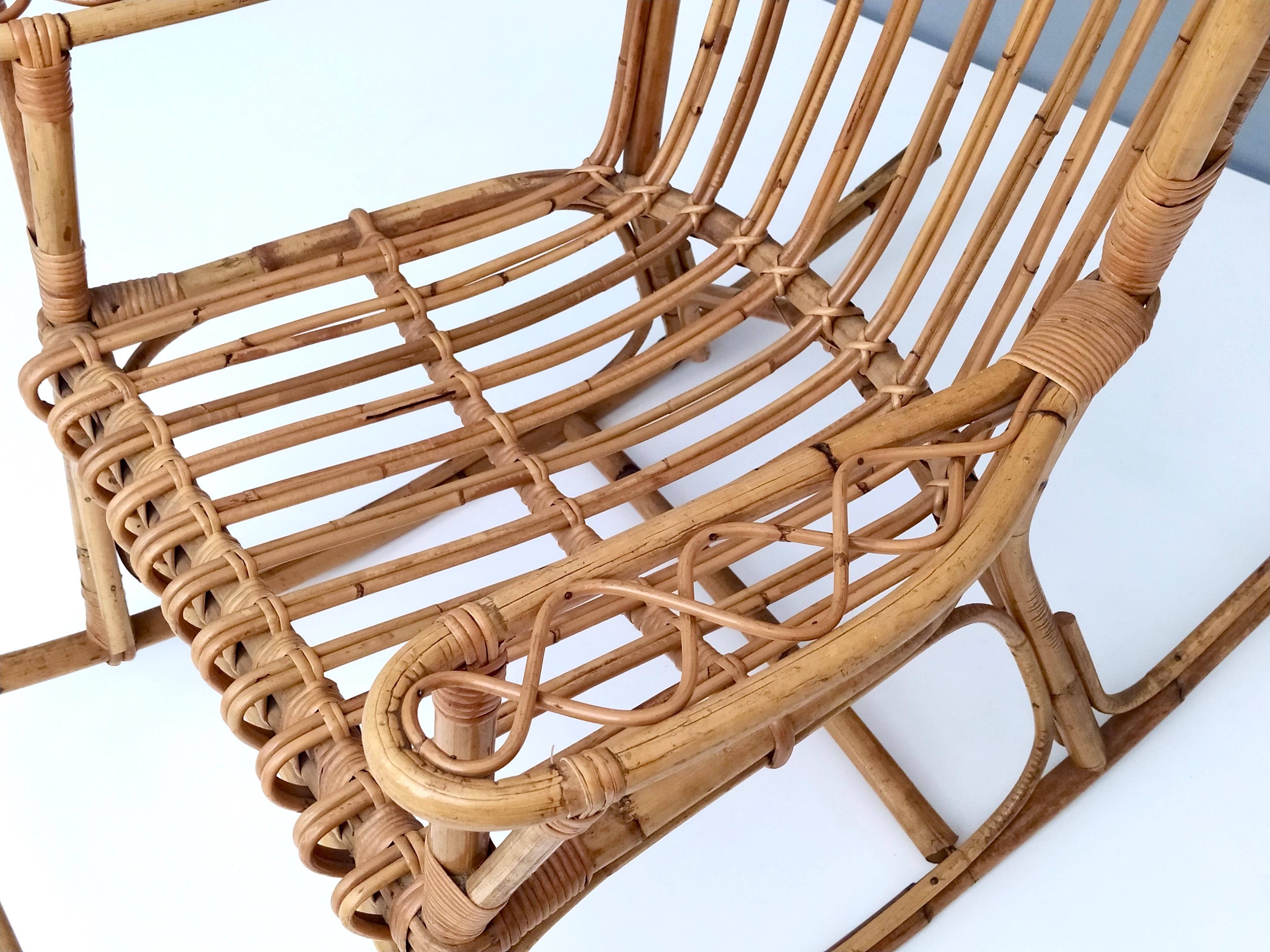 Late 20th Century Vintage Postmodern Bamboo Rocking Chair, Italy 1980s