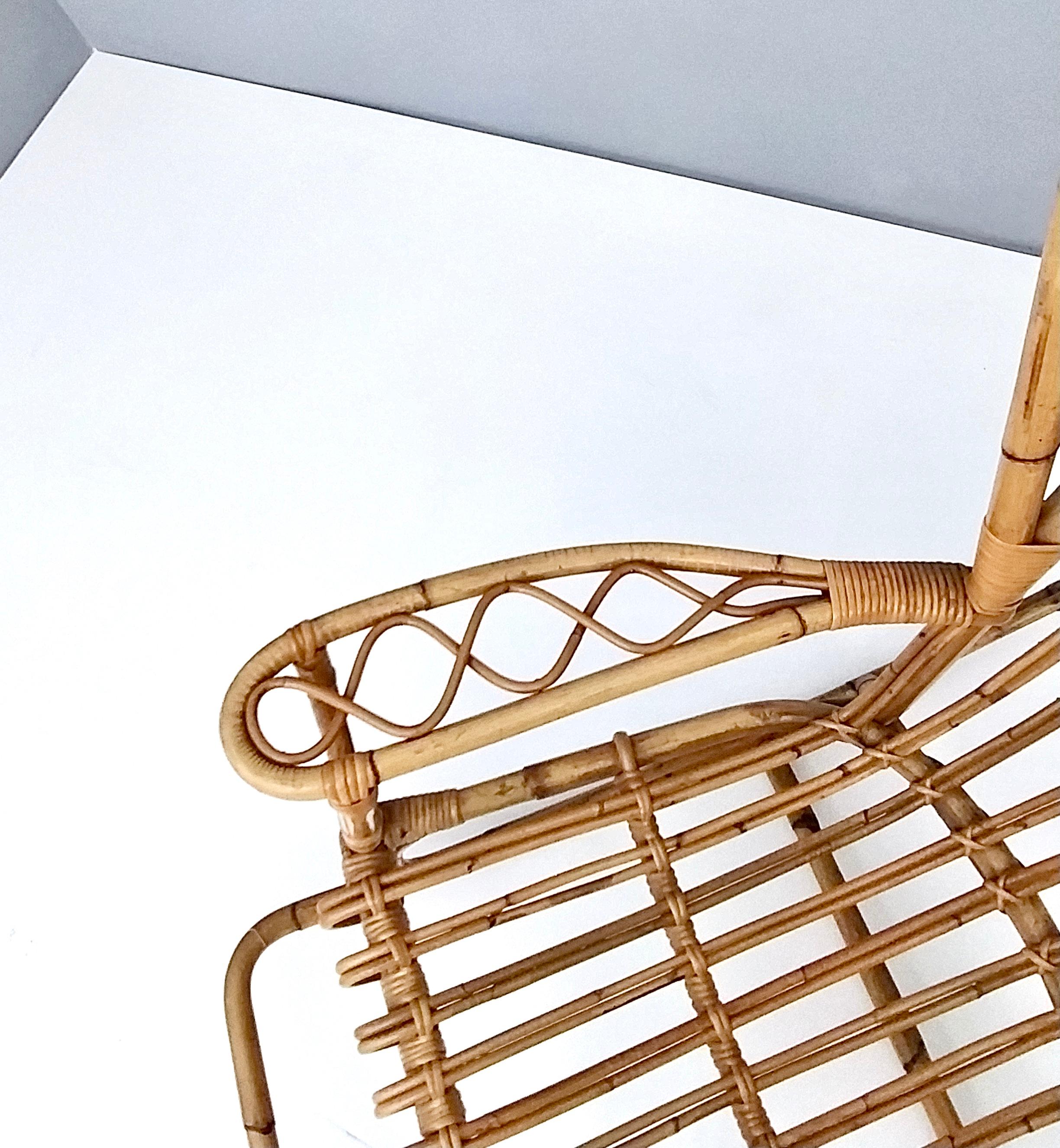 Wicker Vintage Postmodern Bamboo Rocking Chair, Italy 1980s