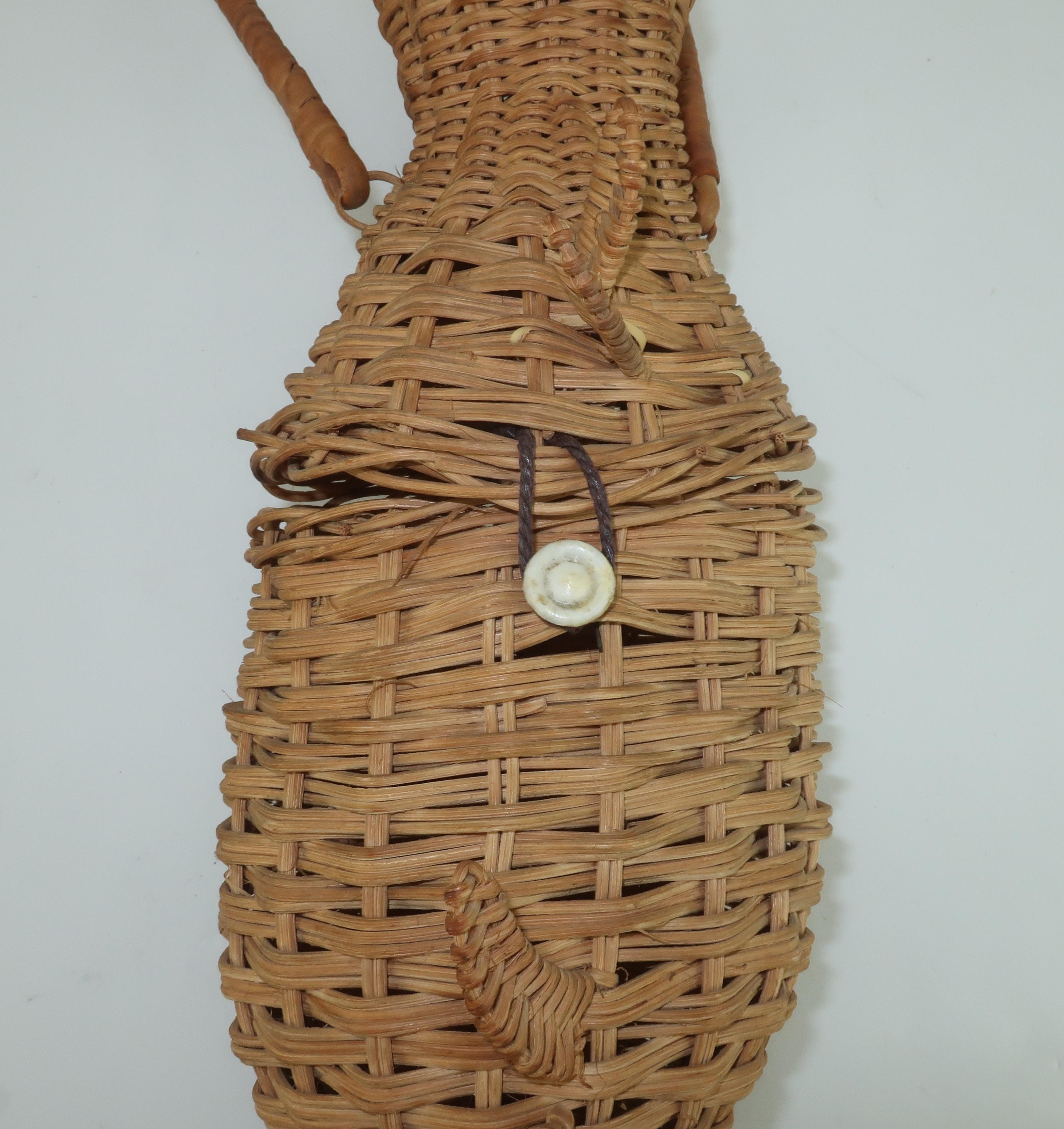 Women's Vintage Wicker Seahorse Novelty Basket Handbag
