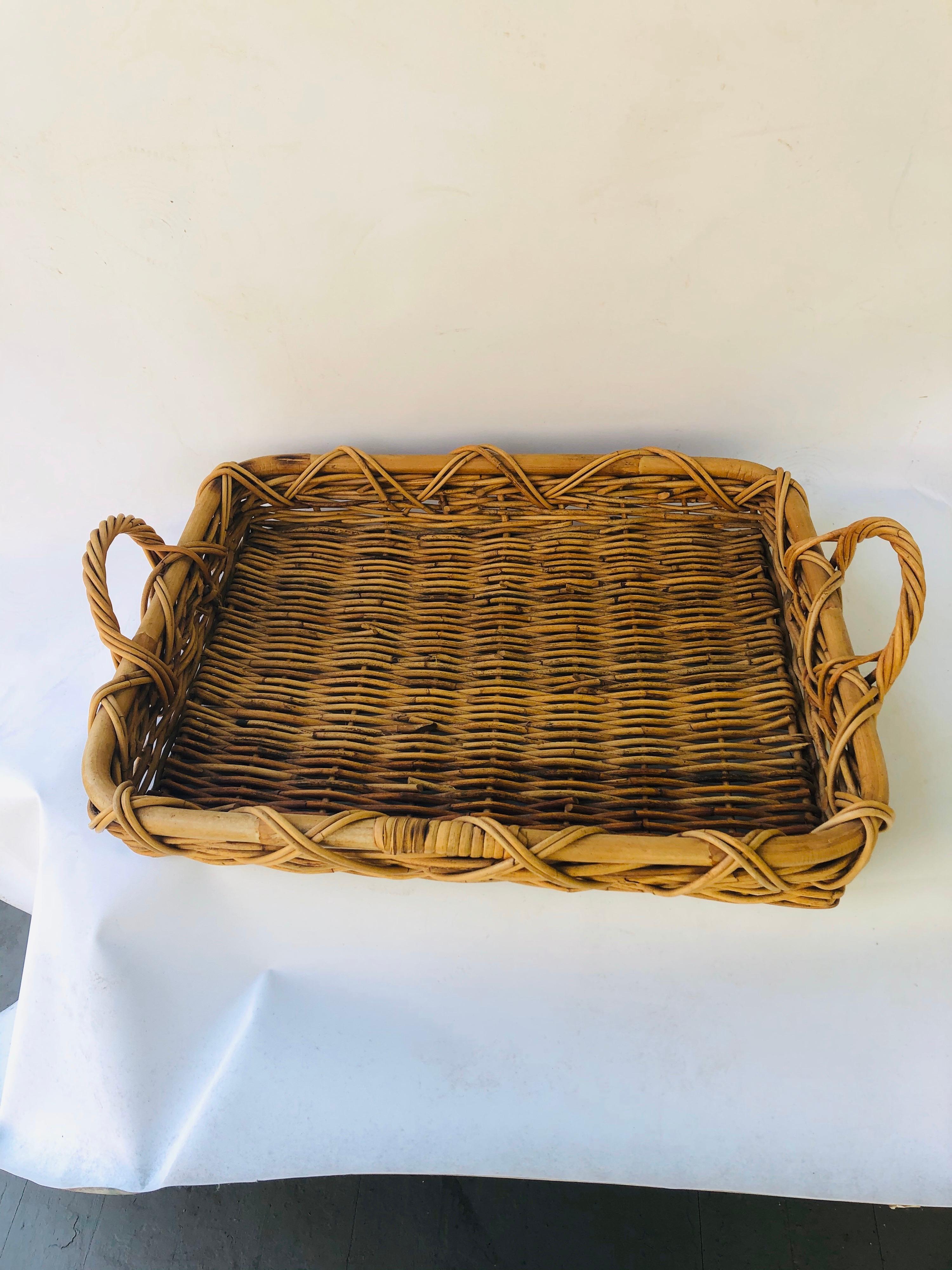 wicker serving trays