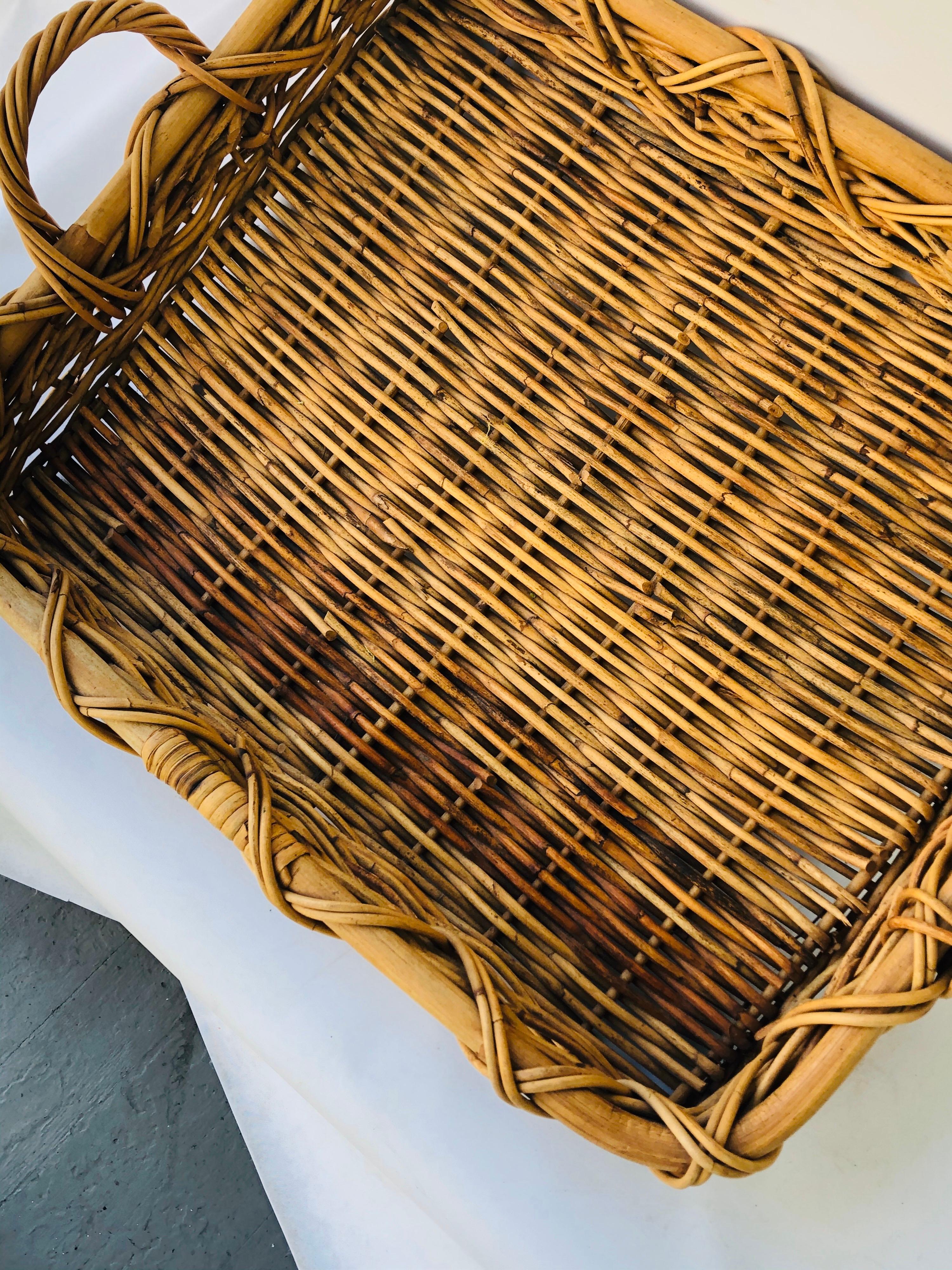 American Classical Vintage Wicker Serving Tray