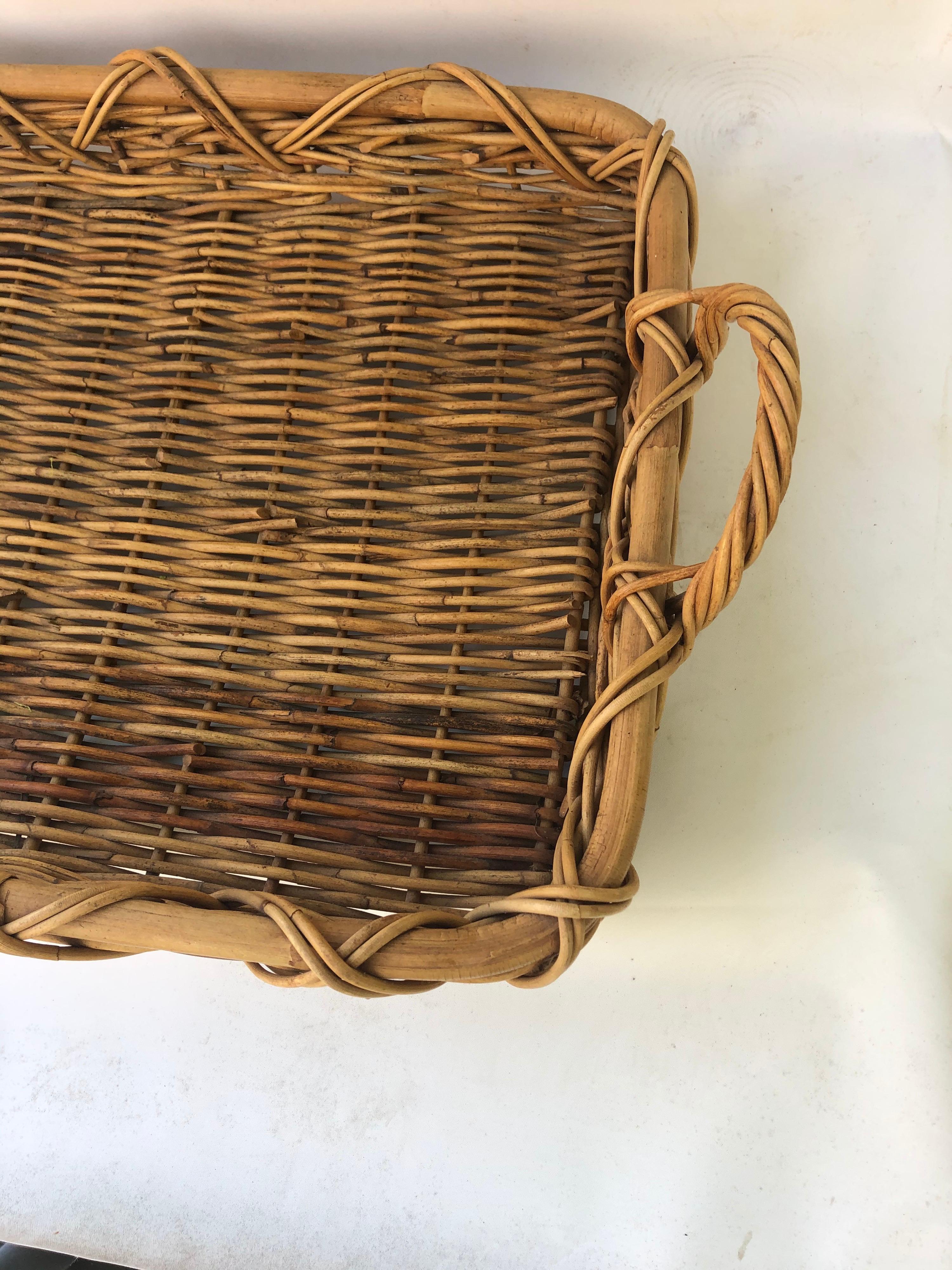 20th Century Vintage Wicker Serving Tray