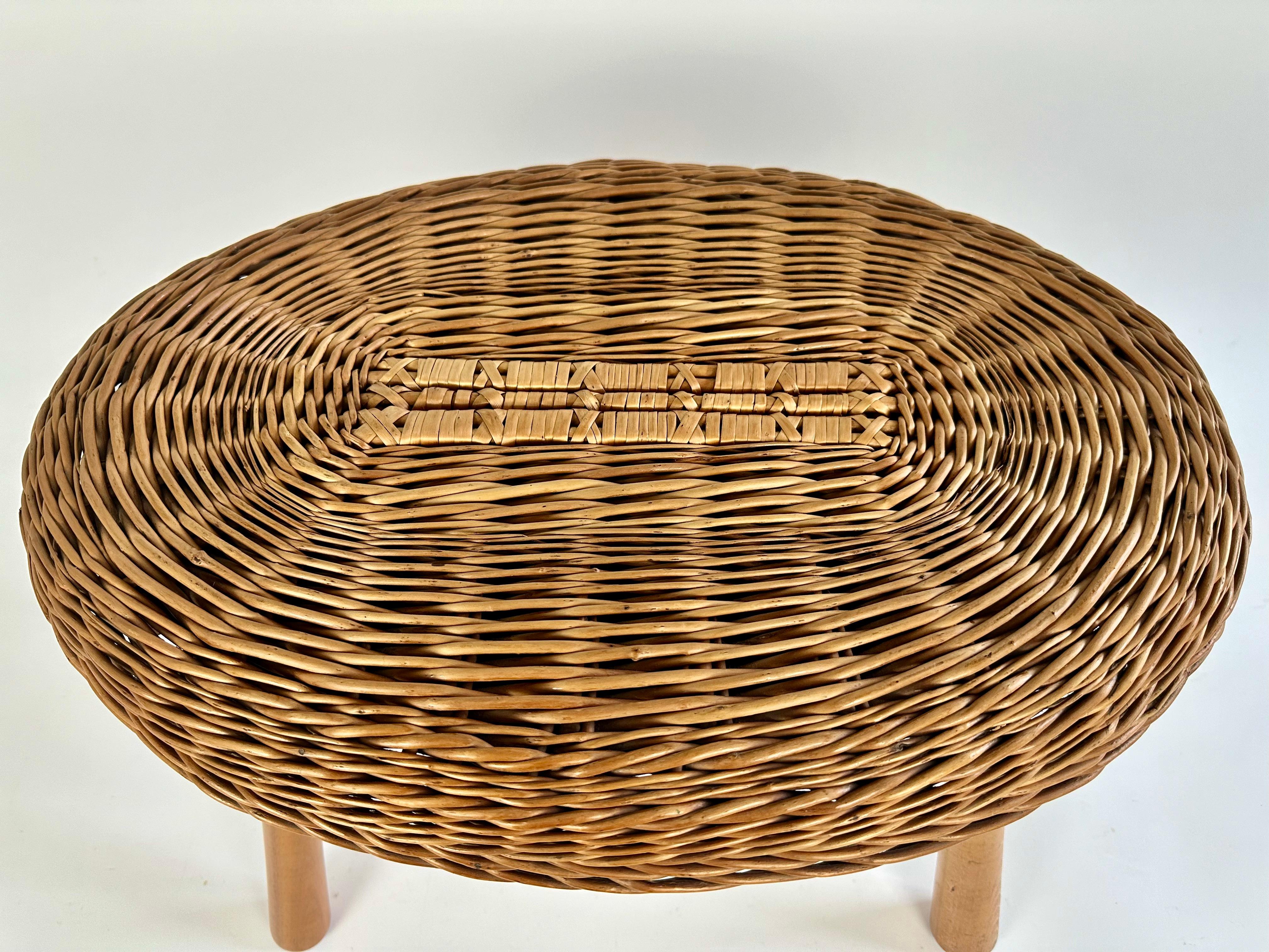 20th Century Vintage wicker side table in the manner of Tony Paul, England c. 1950-60