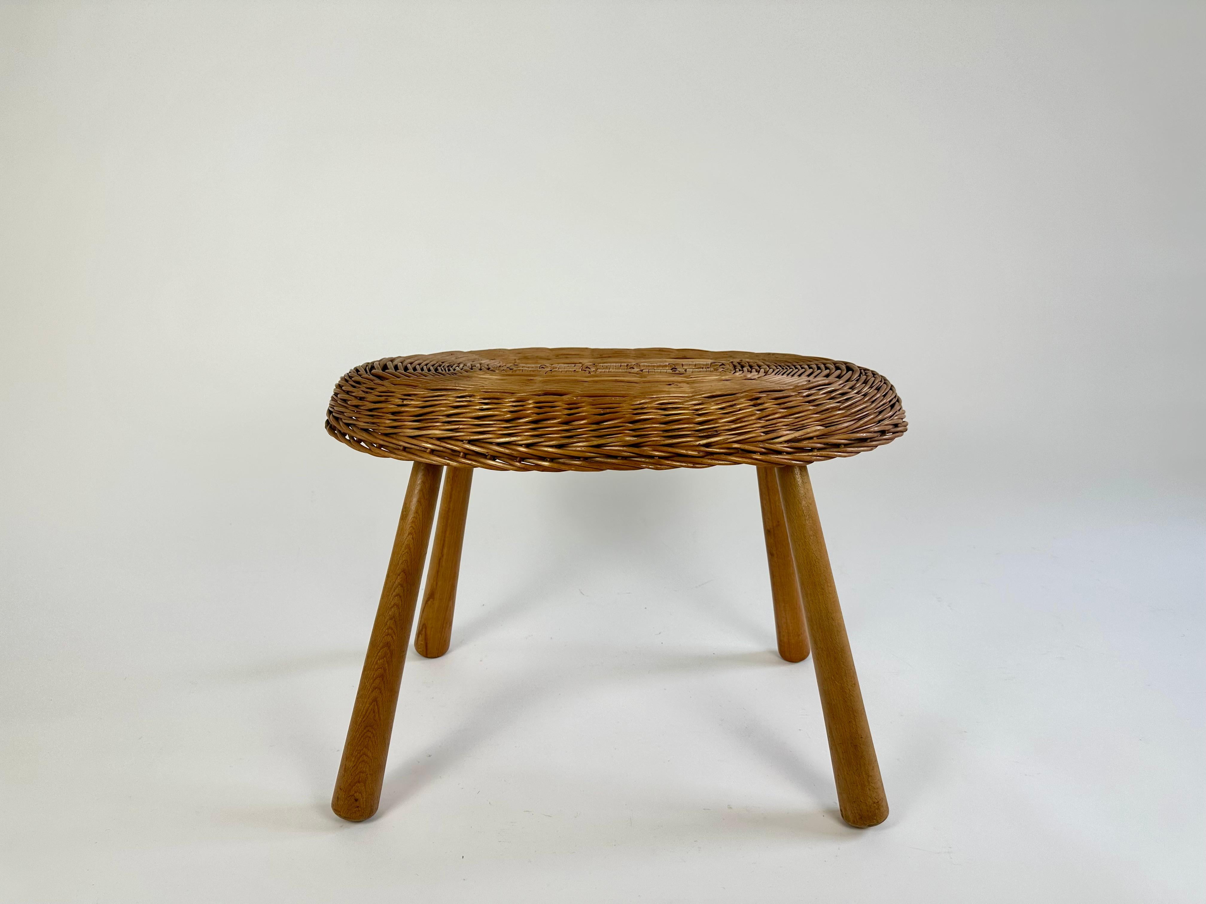 Vintage wicker side table in the manner of Tony Paul, England c. 1950-60 2