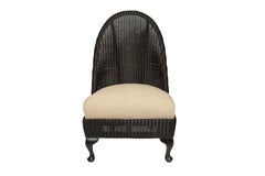 Antique Lloyd Loom Wicker Slipper Chair, Newly Painted in Black Lacquer