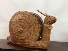 Vintage Wicker Snail Magazine Rack