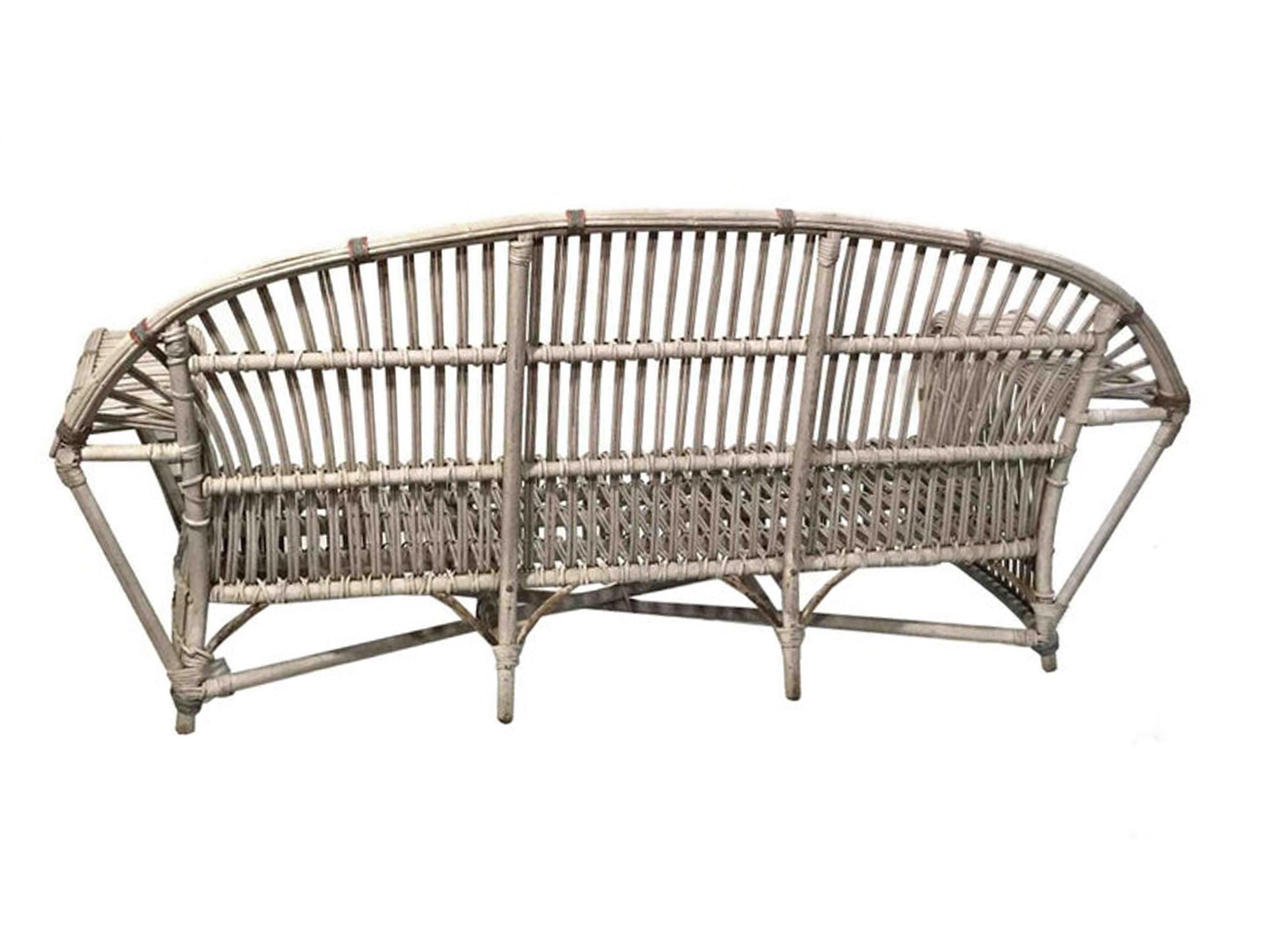 Woven Vintage Wicker Sofa For Sale