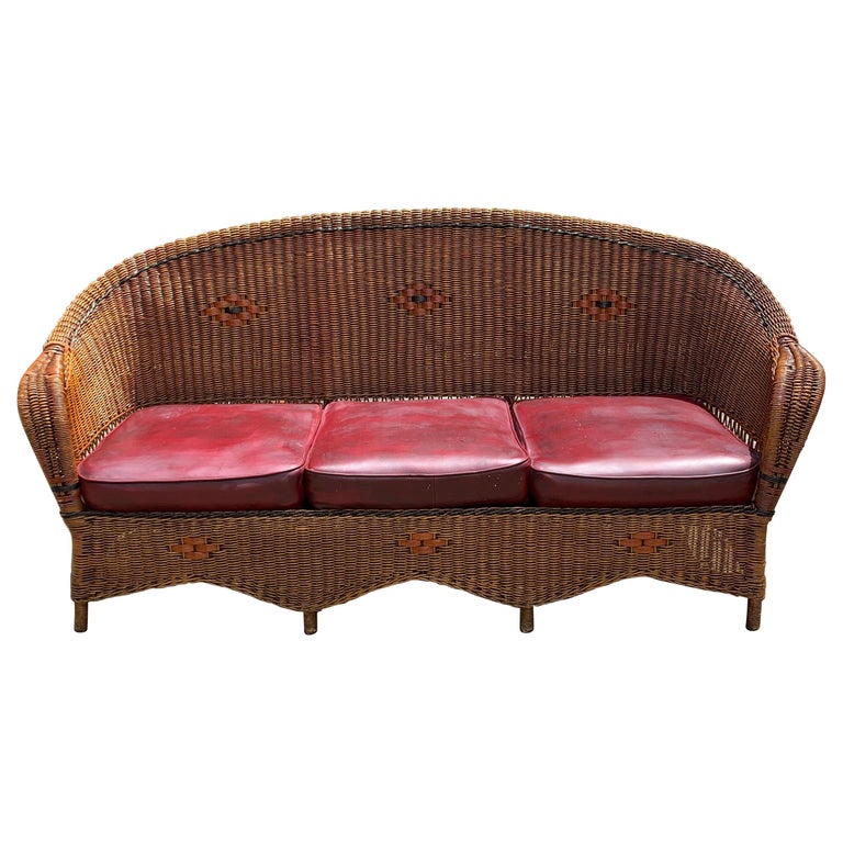 Vintage Wicker Sofa For Sale at 1stDibs