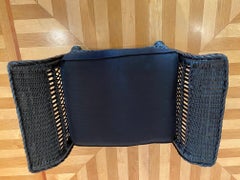 Vintage Wicker Stool in Black Finish