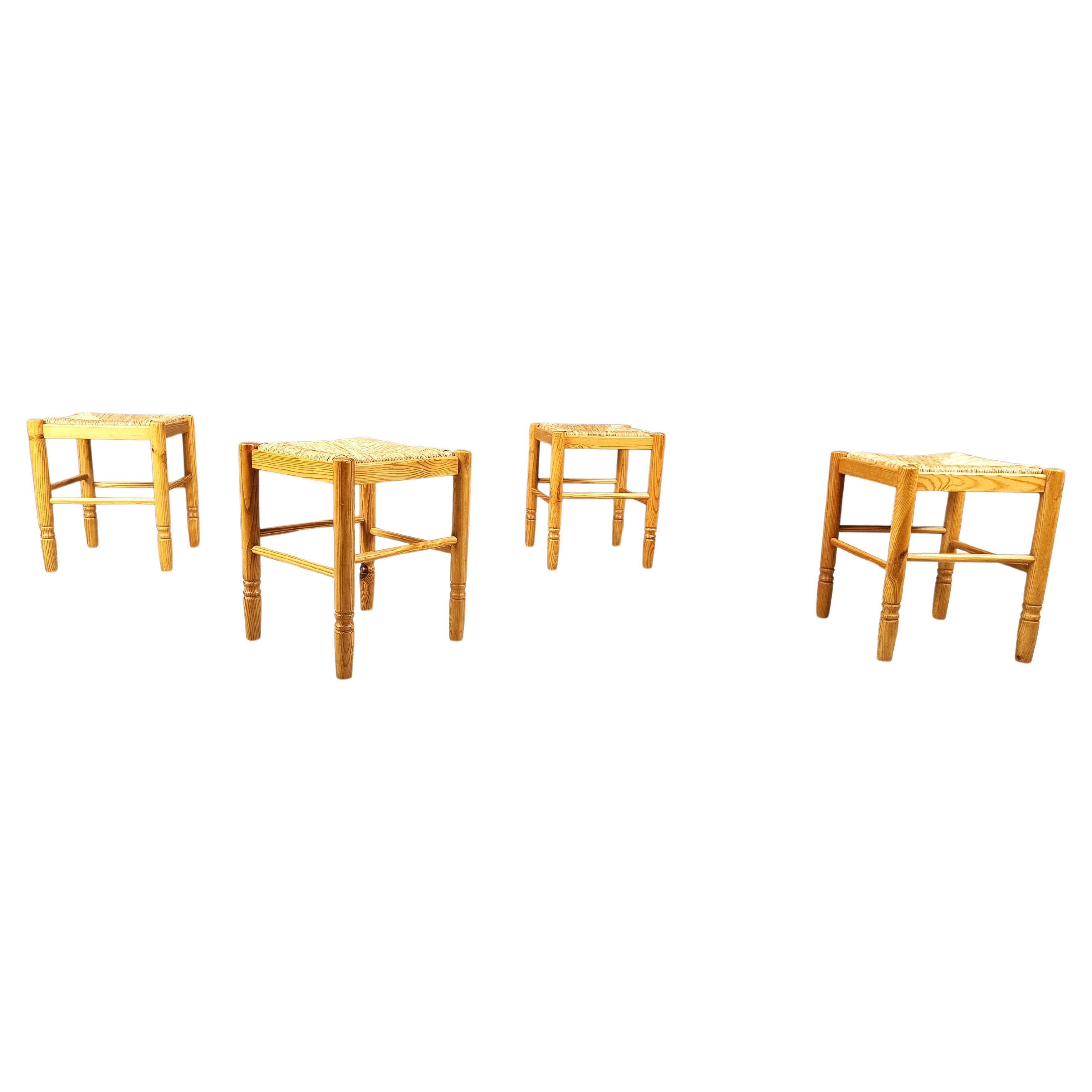 Vintage wicker stools - set of 4, 1960s