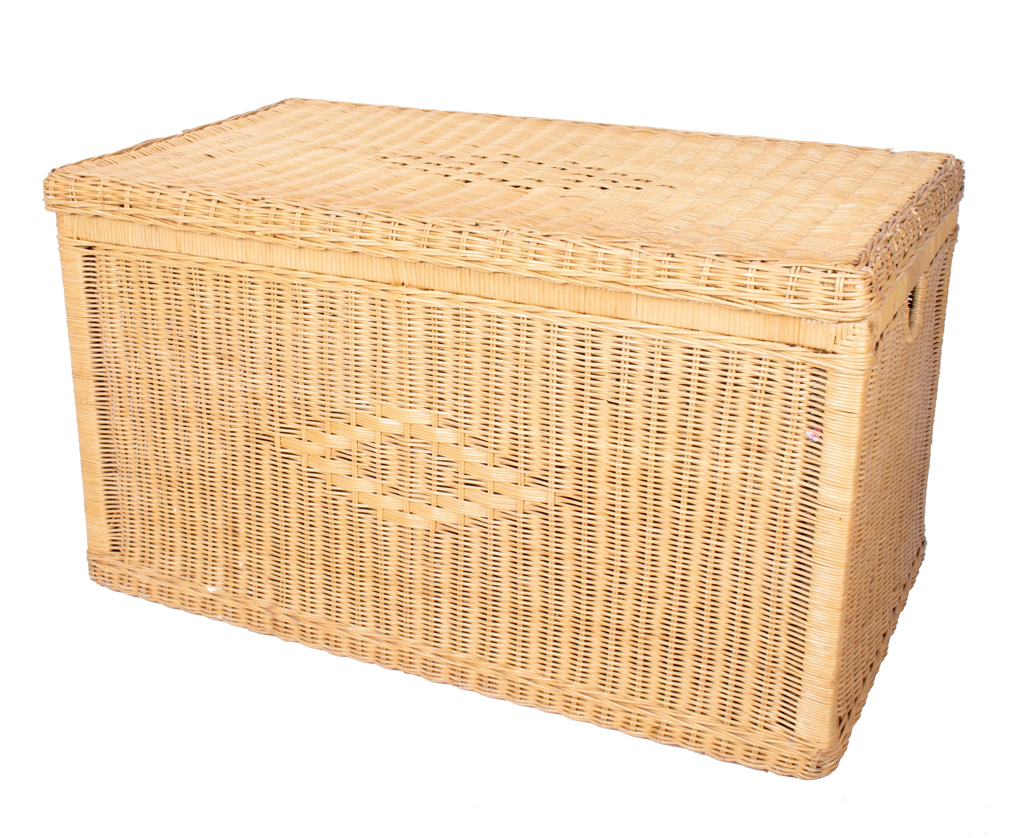 large wicker trunk with lid